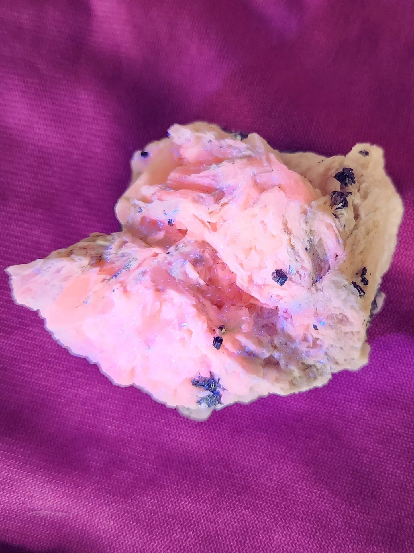 Rare Raw Pink Calcite and Pyrite with Hematite and Specularite UV Reactive Etsy