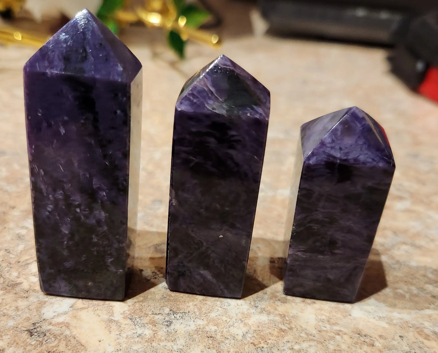 Charoite Towers, Iridescent Purple Mineral, Mini Crystal Points Etsy