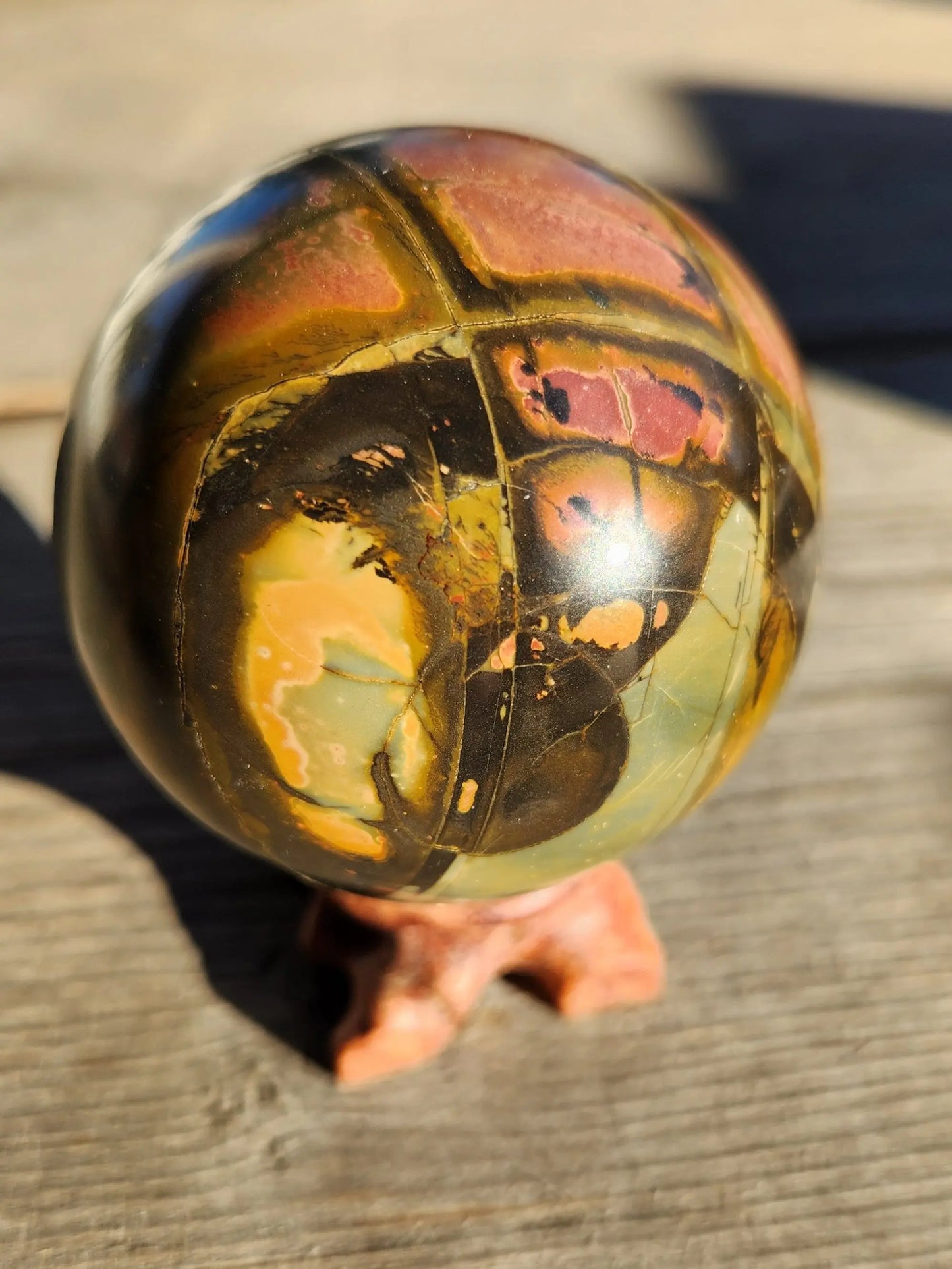 Cherry Creek Jasper Sphere with Wooden Stand Etsy