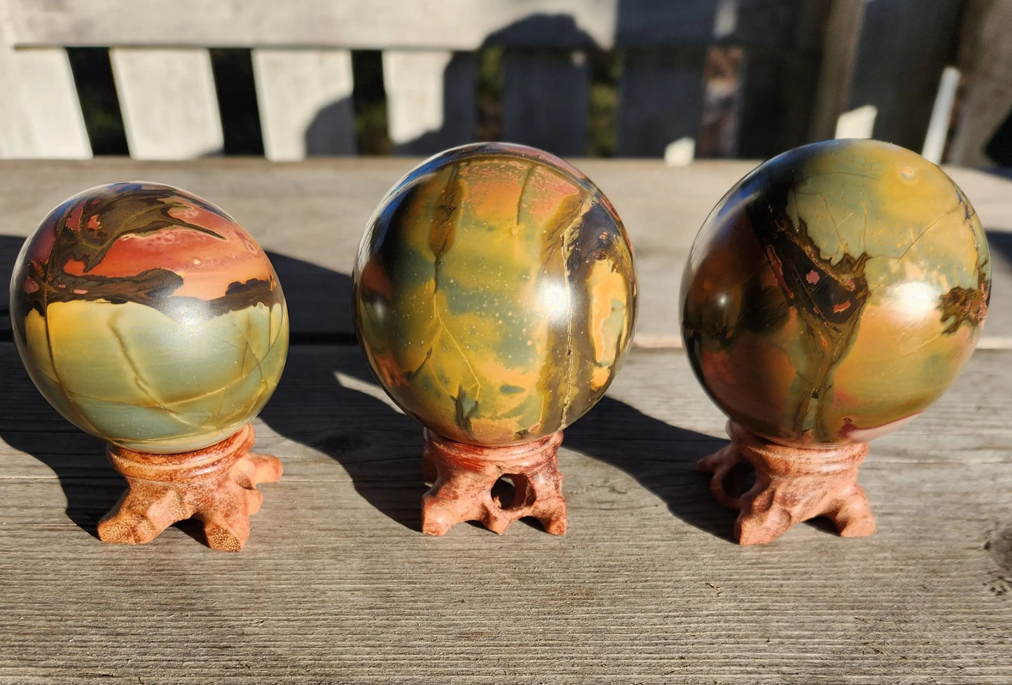 Cherry Creek Jasper Sphere with Wooden Stand Etsy