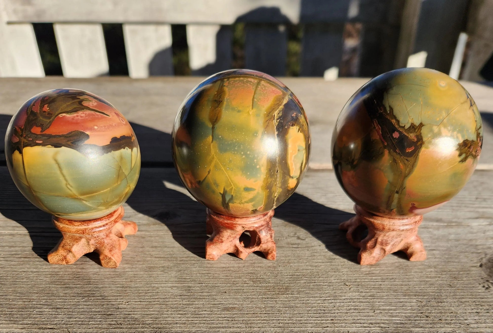 Cherry Creek Jasper Sphere with Wooden Stand Etsy