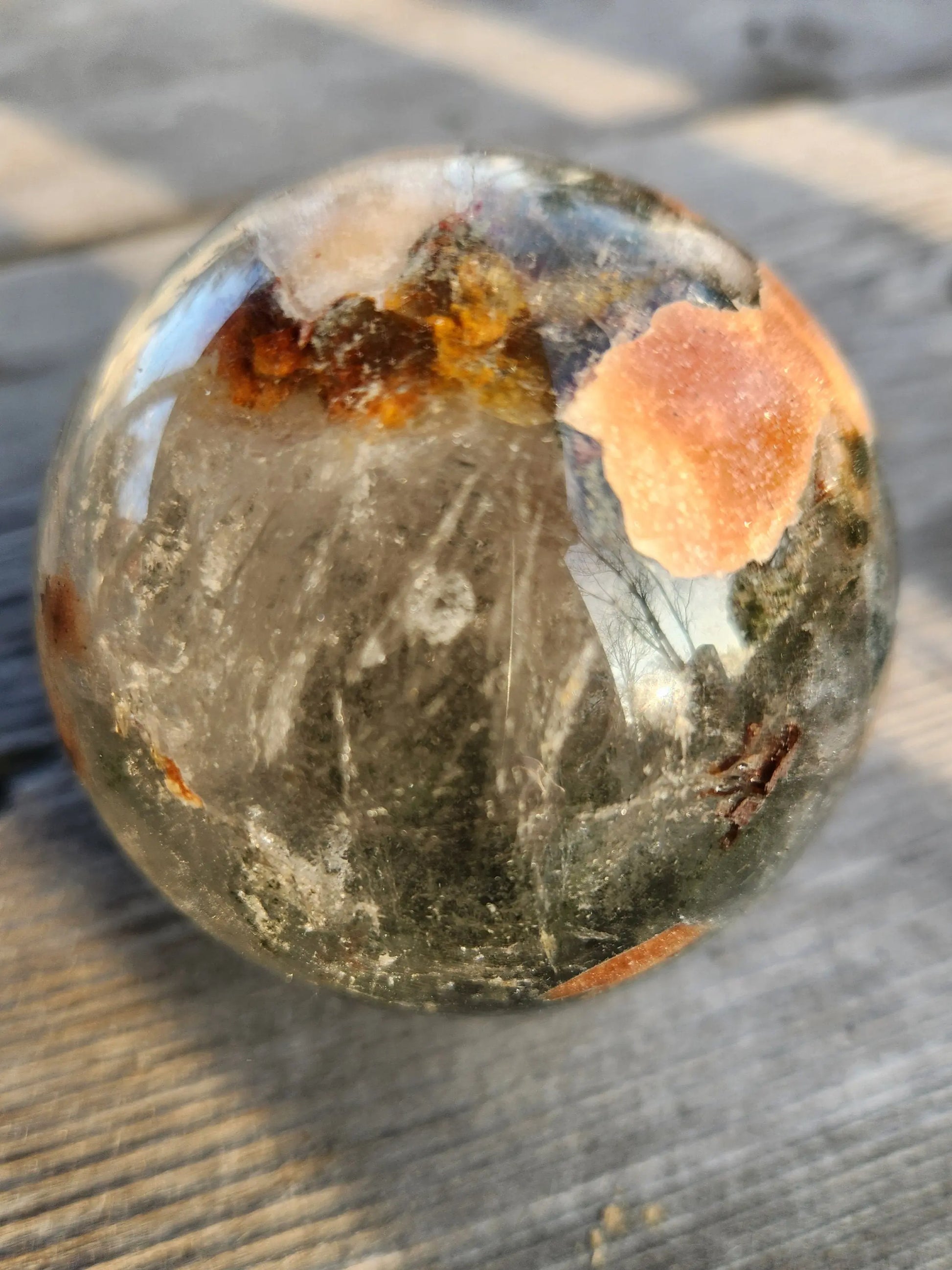 Beatiful Garden Quartz Sphere, Lodolite Sphere, Clear with Beautiful Inclusion, Dreamy Sphere, Colorful Sphere, Harmonious Vibrations, Etsy