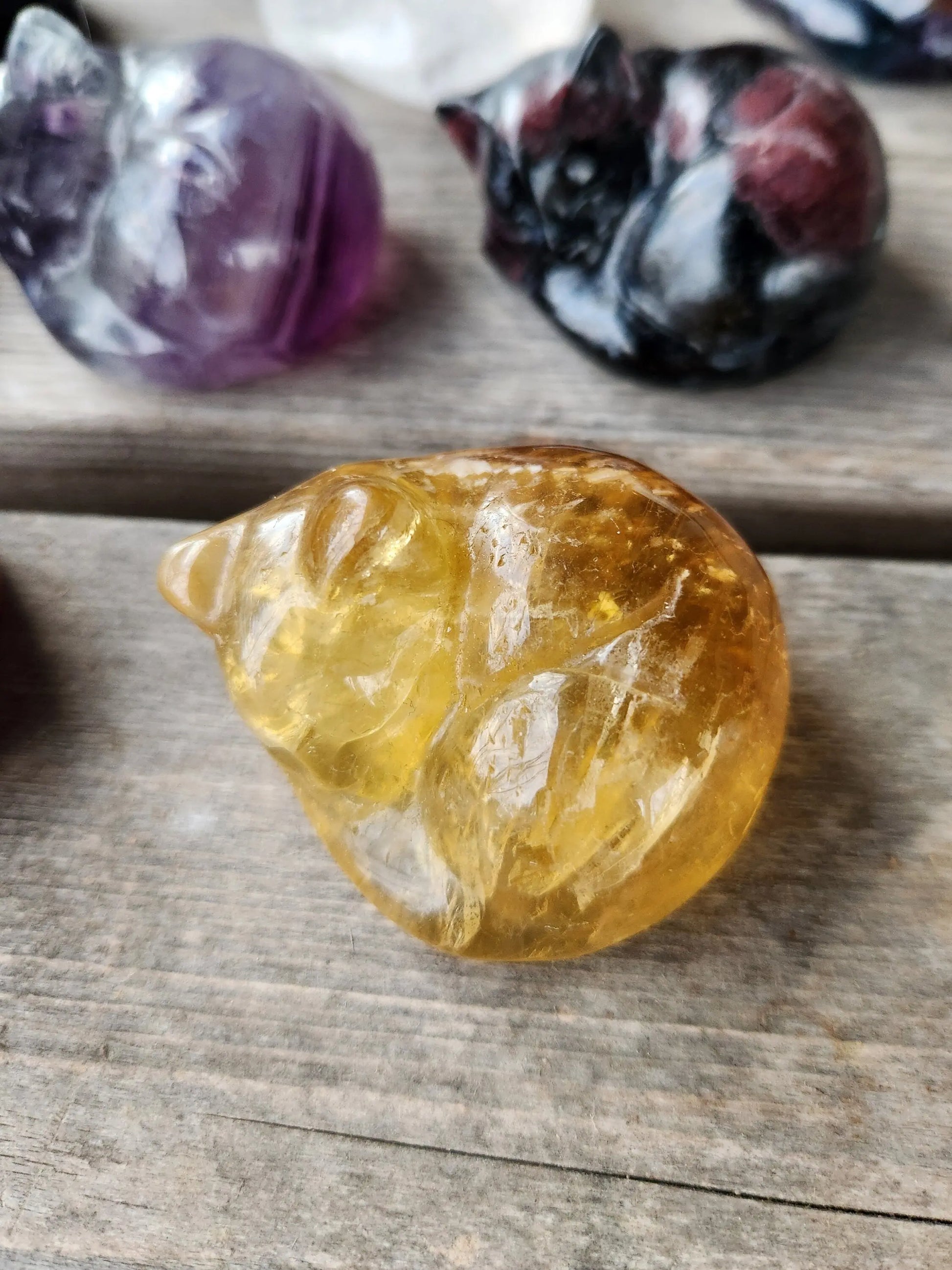 Carved Crystal Kittens, Sleeping Gemstone Cats Natural Fluorite, Ruby Zoisite, Quartz, Obsidian Healing Energy Etsy