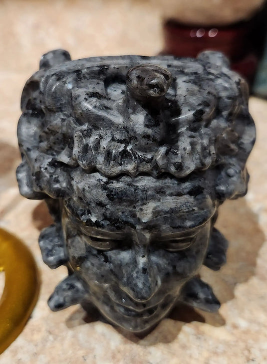 Crystal Carved Medusa, Medium Sized Carved Crystal Medusa, Larvikite Medusa, Black Obsidian Medusa Head, 1lb 13.5 OZ. Etsy