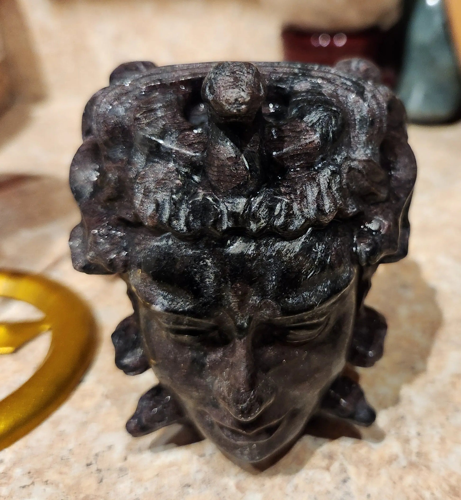 Crystal Carved Medusa, Medium Sized Carved Crystal Medusa, Larvikite Medusa, Black Obsidian Medusa Head, 1lb 13.5 OZ. Etsy