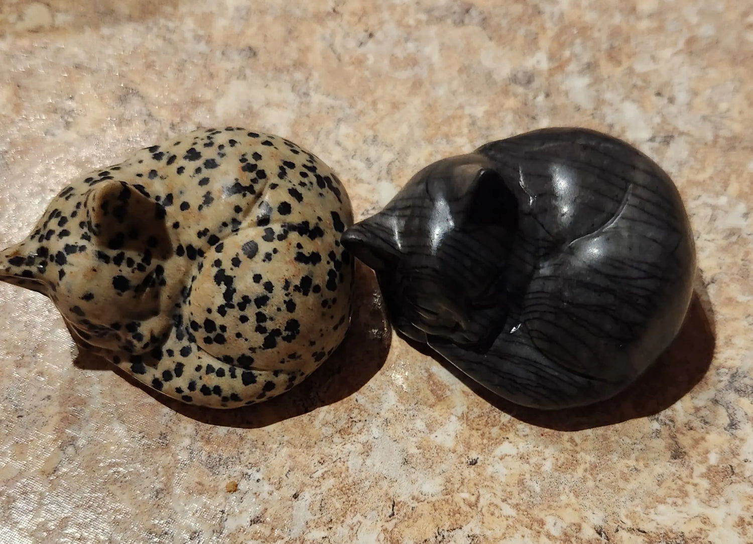 Dalmatian Jasper Crystal Cat Statue, Black Network Agate,  Sleeping Kitten Etsy