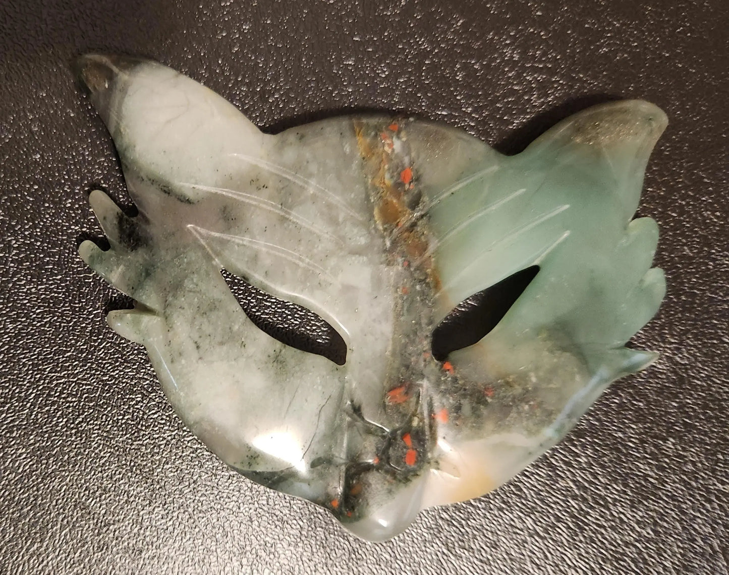 Crystal Carved Therian Cat Mask, African Bloodstone, Strawberry Quartz & Fluorite Etsy