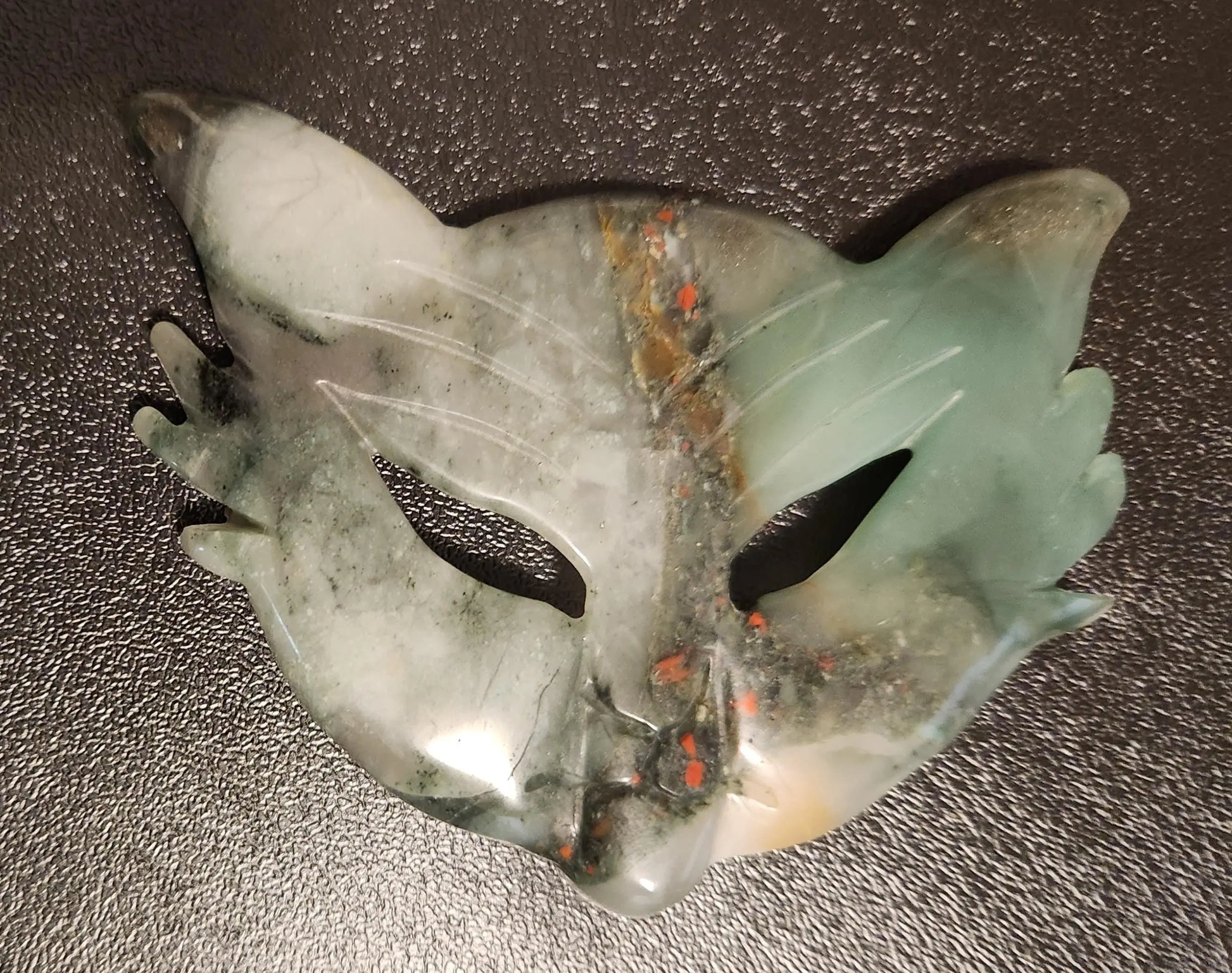 Crystal Carved Therian Cat Mask, African Bloodstone, Strawberry Quartz & Fluorite Etsy