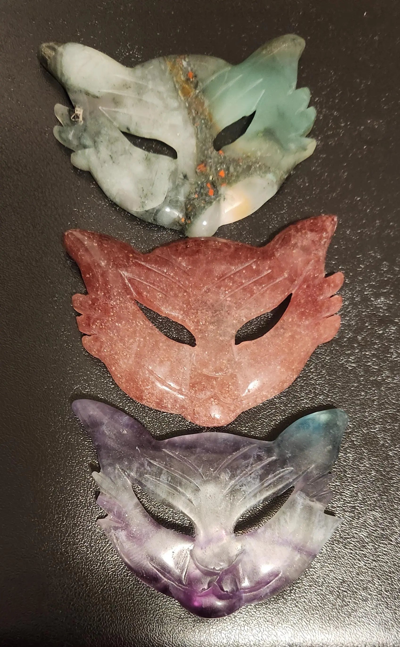 Crystal Carved Therian Cat Mask, African Bloodstone, Strawberry Quartz & Fluorite Etsy