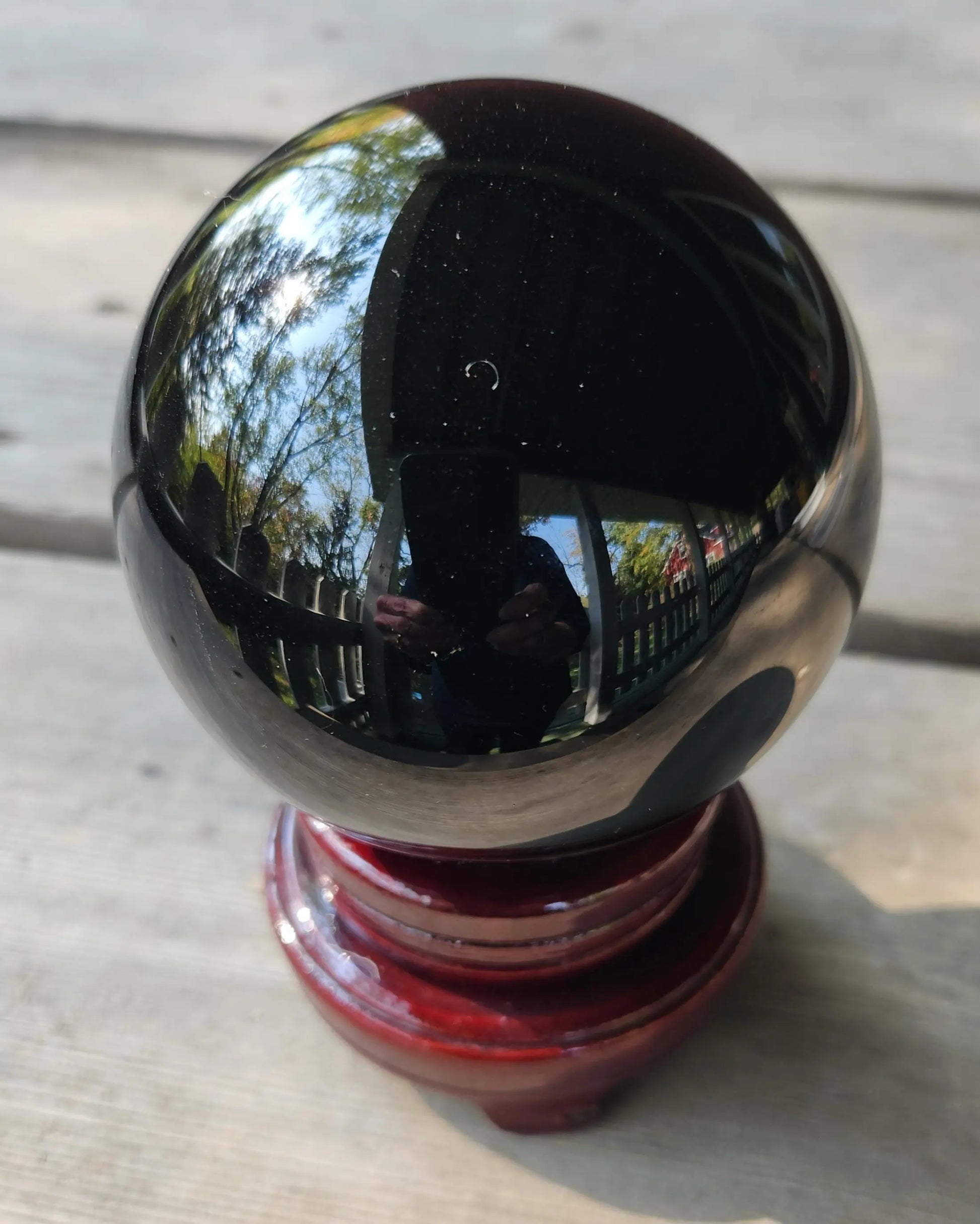 Large Obsidian Sphere with Wood Stand, Black Volcanic Glass Orb, Healing Crystal Decor, 3.7" Diameter, 2LBS 7.3OZ, Home Altar Etsy
