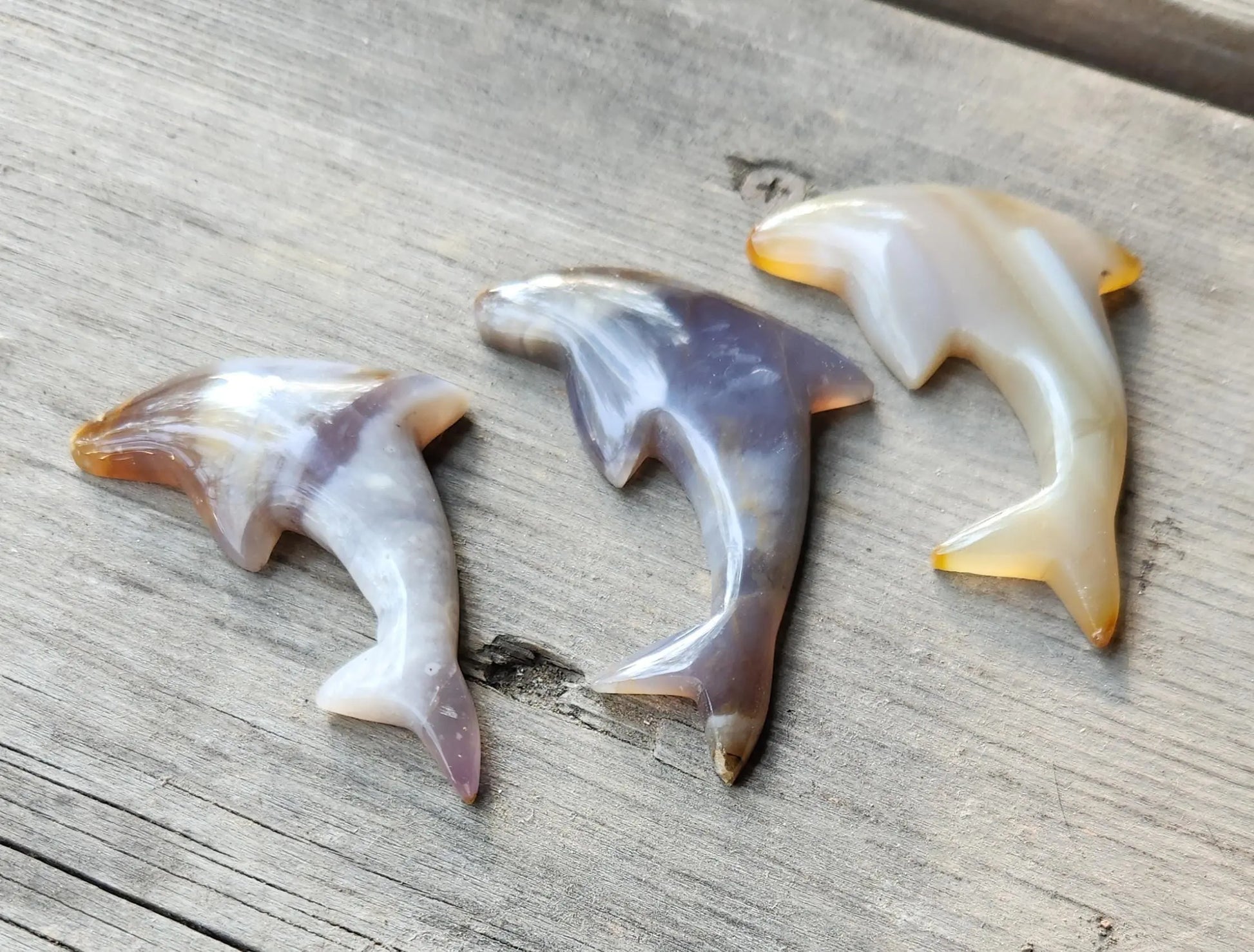 Carnelian and Chalcedony  Dolphins, Deep Seas Creatures,Carved Crystal Dolphins, Beautiful Carved Marine Mammals, Ocean Decor Etsy