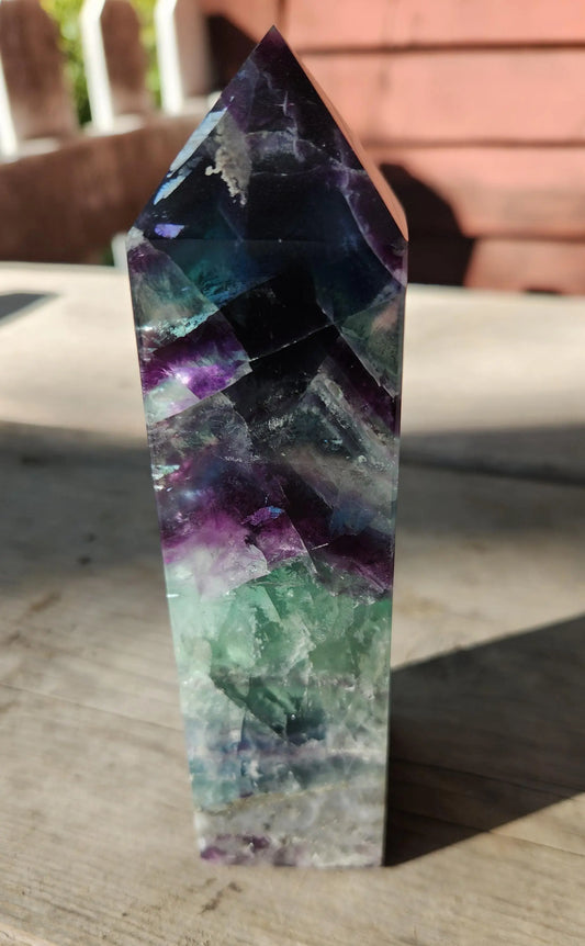 Fabulous Fluorite Tower, 1lb 12 oz., Large Fluorite Tower, Beautiful Green and Purple, Carved Crystal Etsy