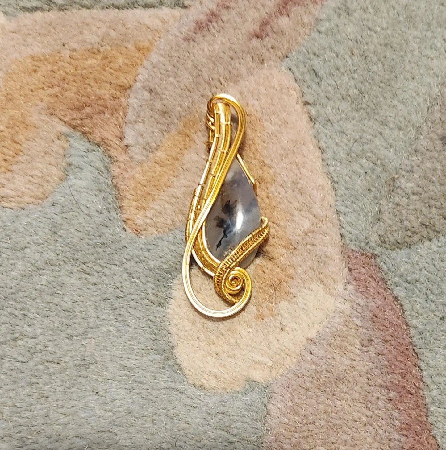 Gold Wire Wrapped Dendritic Agate, Reiki, Protection, Root Chakra, Positive Energy, Heart Chakra, Gemini, Gemini Woman, gemini zodiac, Etsy