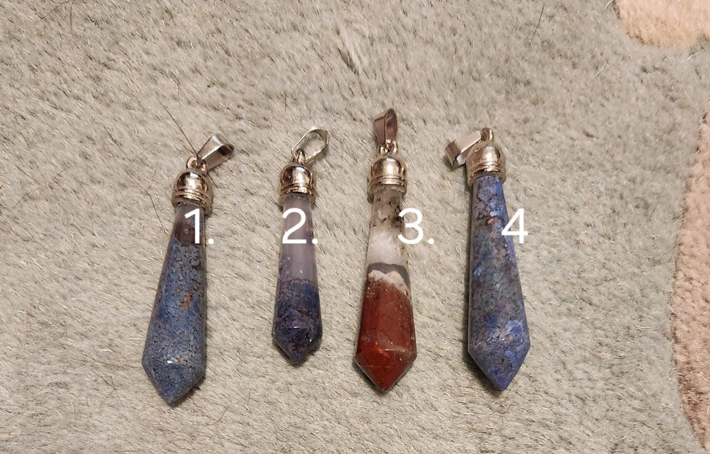 Carved crystal amulet, agate and garden quartz, silver plated bail, protection stone Etsy
