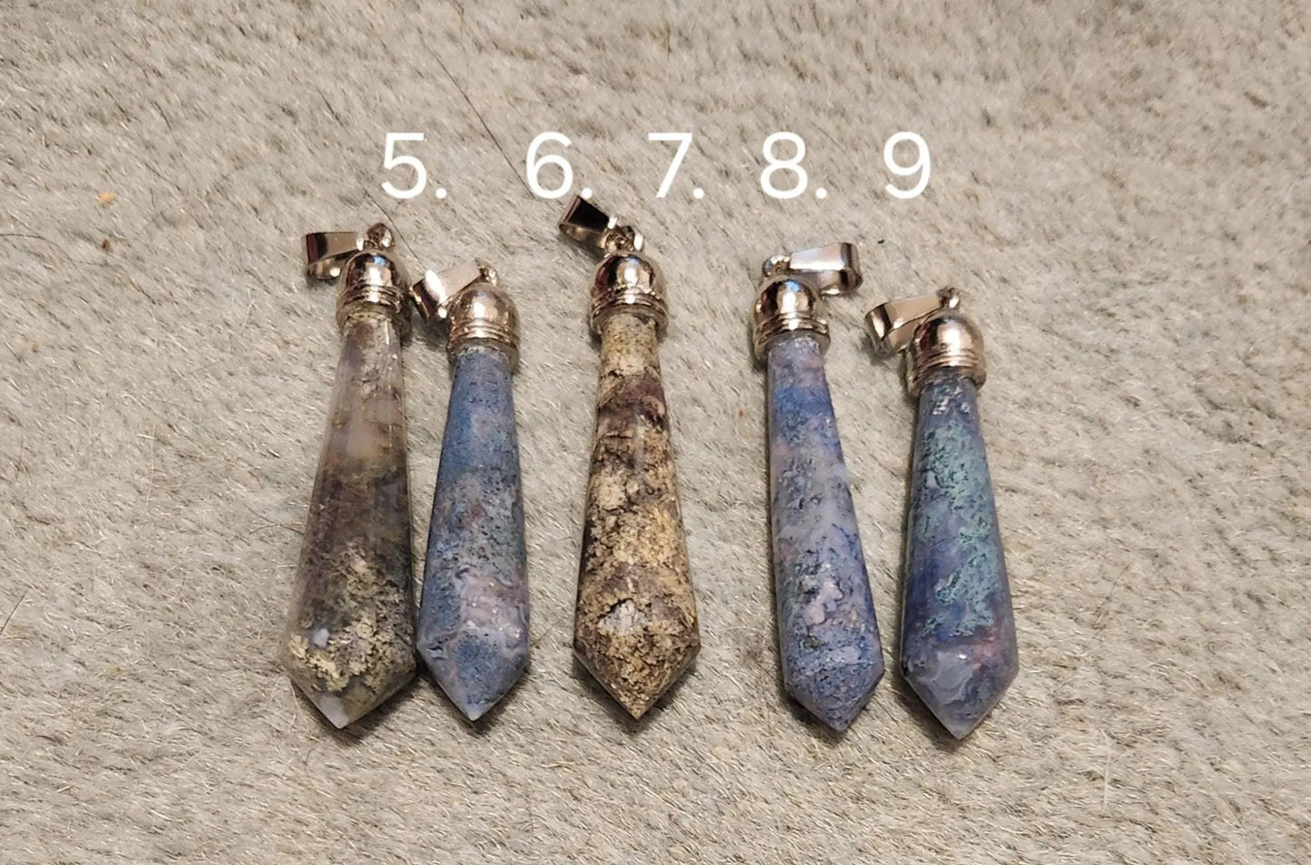 Carved crystal amulet, agate and garden quartz, silver plated bail, protection stone Etsy