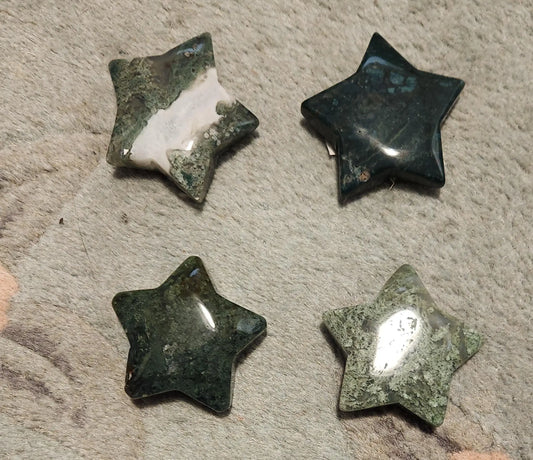 Moss Agate Stars, Crystal Collection, Emotional Health, Stress Relief, Reiki, Emotional Balance, Alter Decor, Alter, Crystal Shop, Imbolic Etsy