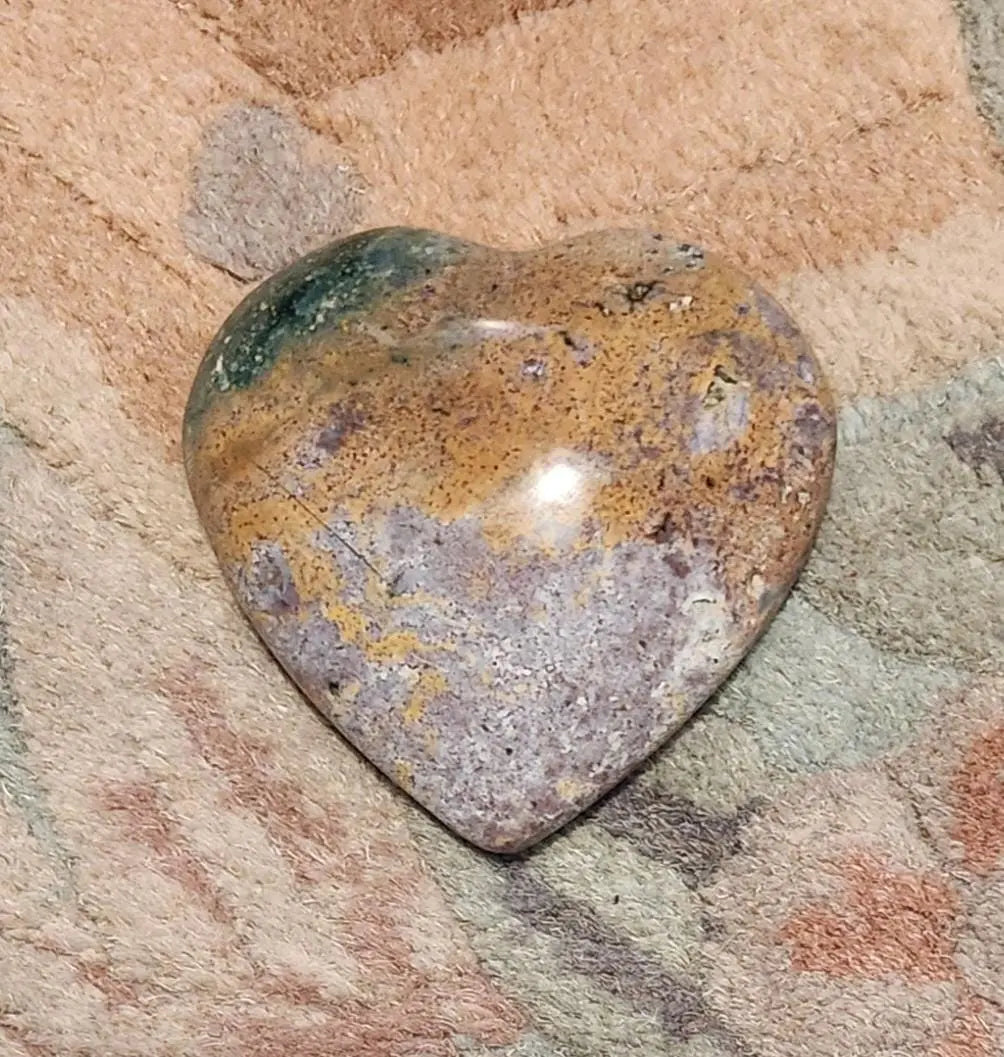 Ocean Jasper Heart Palm Stones, Colorful Ocean Jasper, Uplifting Energy, Madagascar Heart Crystals, Natural Carved Crystal Gifts Etsy