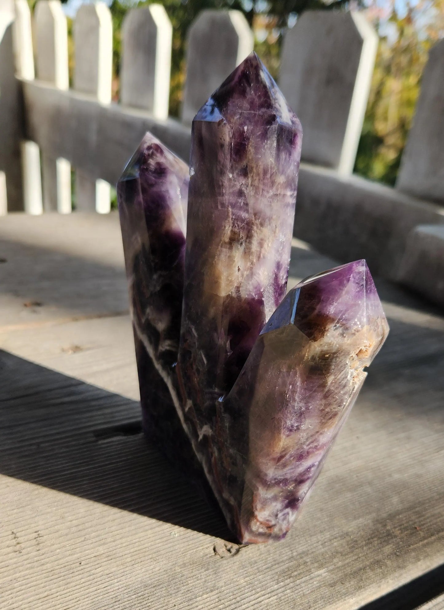 Triple Dream Amethyst Tower, Chevron Amethyst Towers, Vibrant Purples, Triple Towers, 6" tall x 5.1" wide, 1LB and 12OZ Etsy