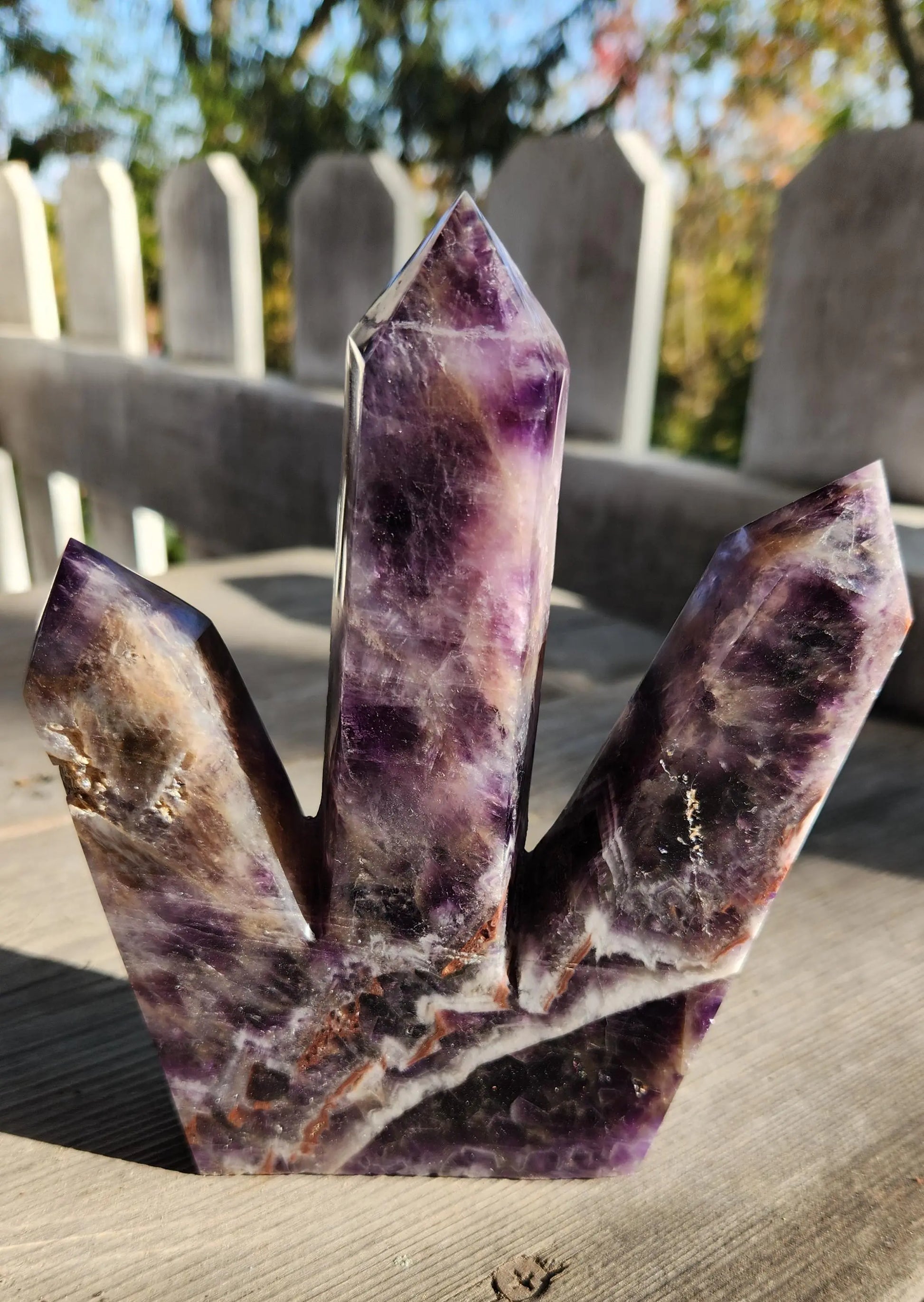 Triple Dream Amethyst Tower, Chevron Amethyst Towers, Vibrant Purples, Triple Towers, 6" tall x 5.1" wide, 1LB and 12OZ Etsy