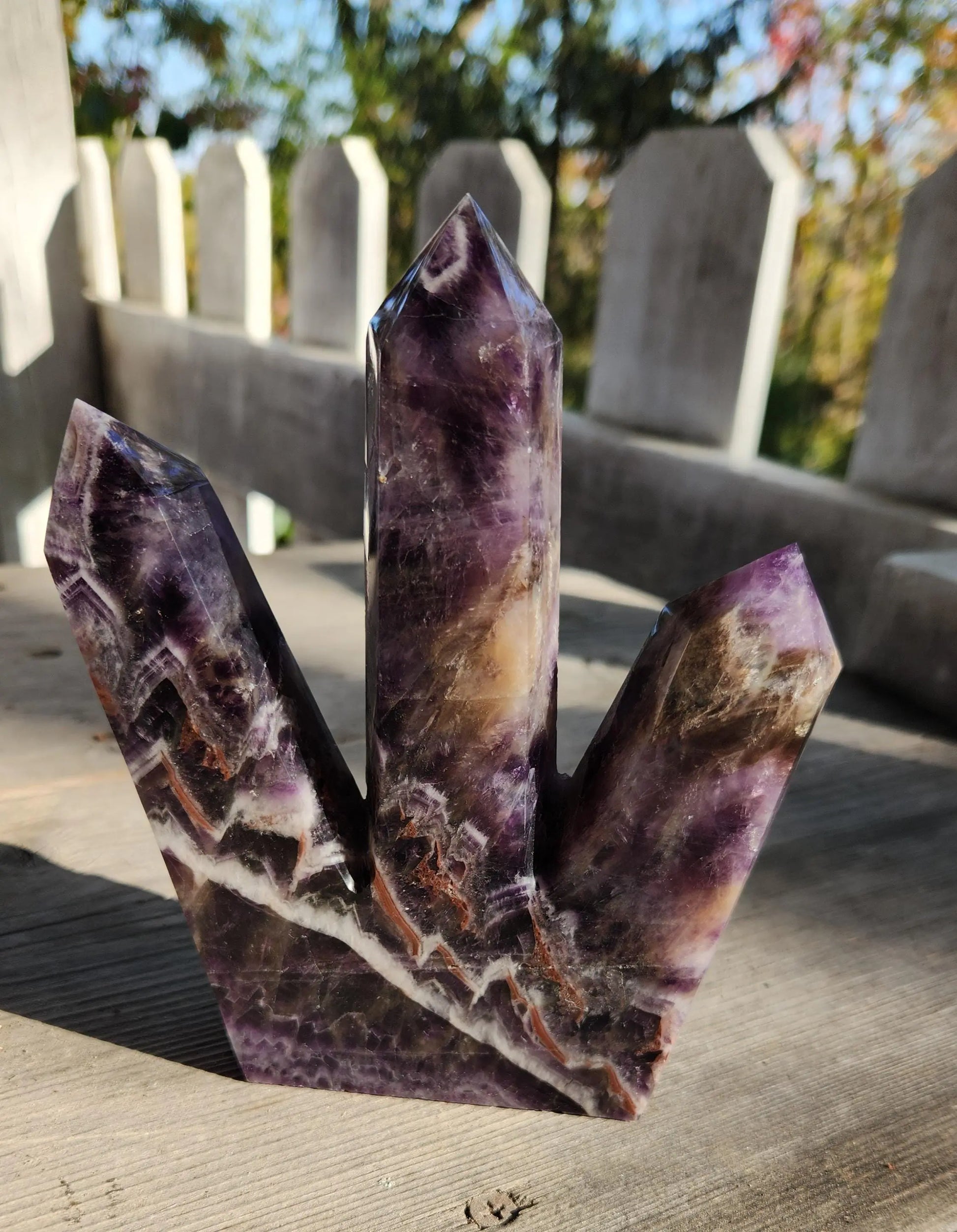 Triple Dream Amethyst Tower, Chevron Amethyst Towers, Vibrant Purples, Triple Towers, 6" tall x 5.1" wide, 1LB and 12OZ Etsy