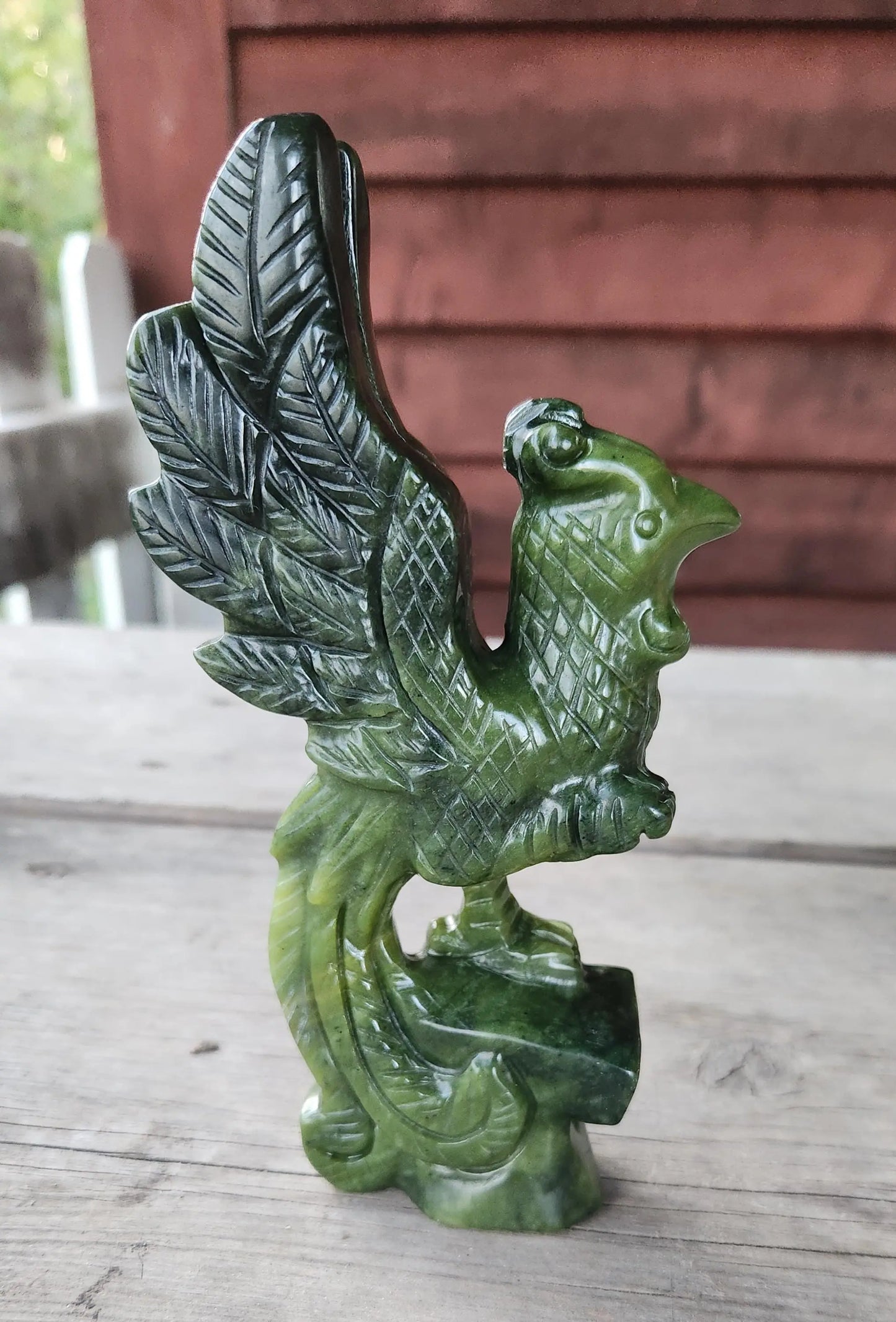 Carved Phoenix Birds | Sunstone and Green Jadeite Crystal Sculptures | Mythical Rising Creatures with Healing Qualities Etsy