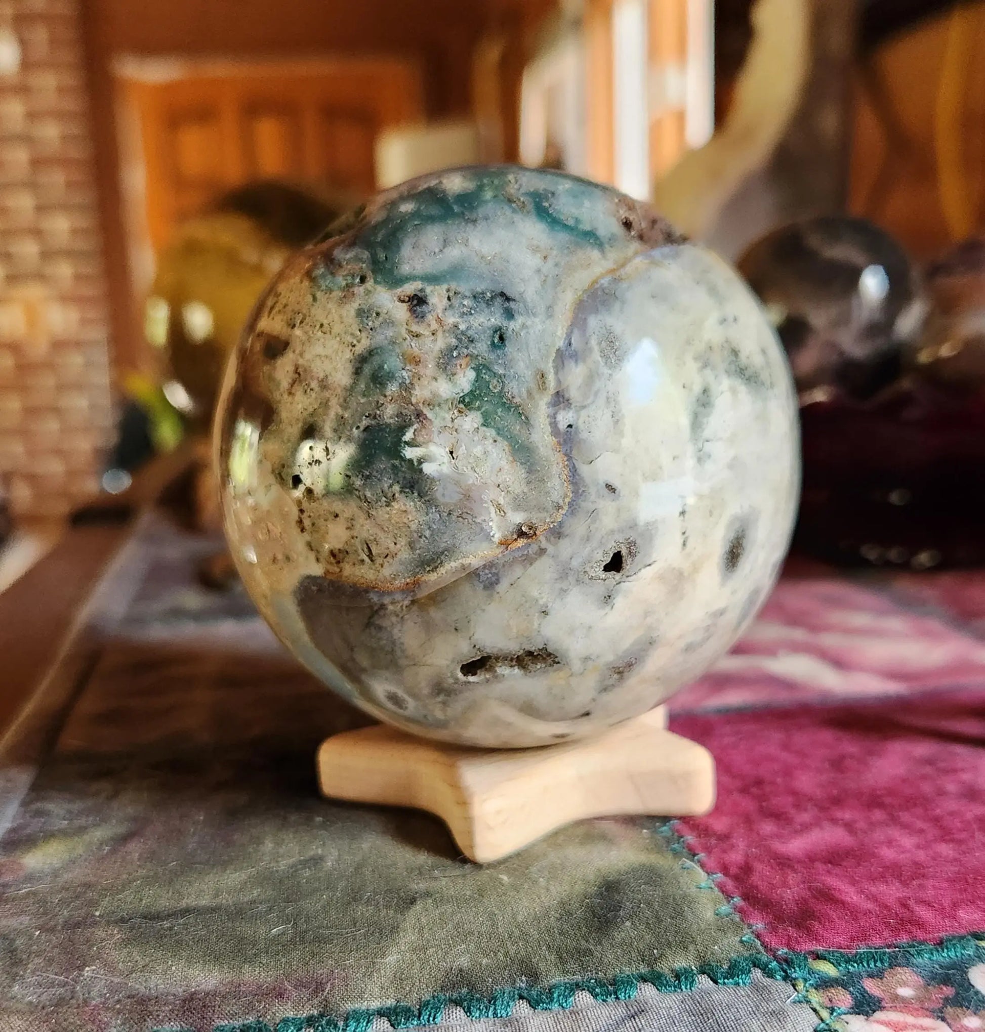 Large Ocean Jasper Druzy Crystal Sphere, Metaphysical home decor, Mindfulness gift Etsy
