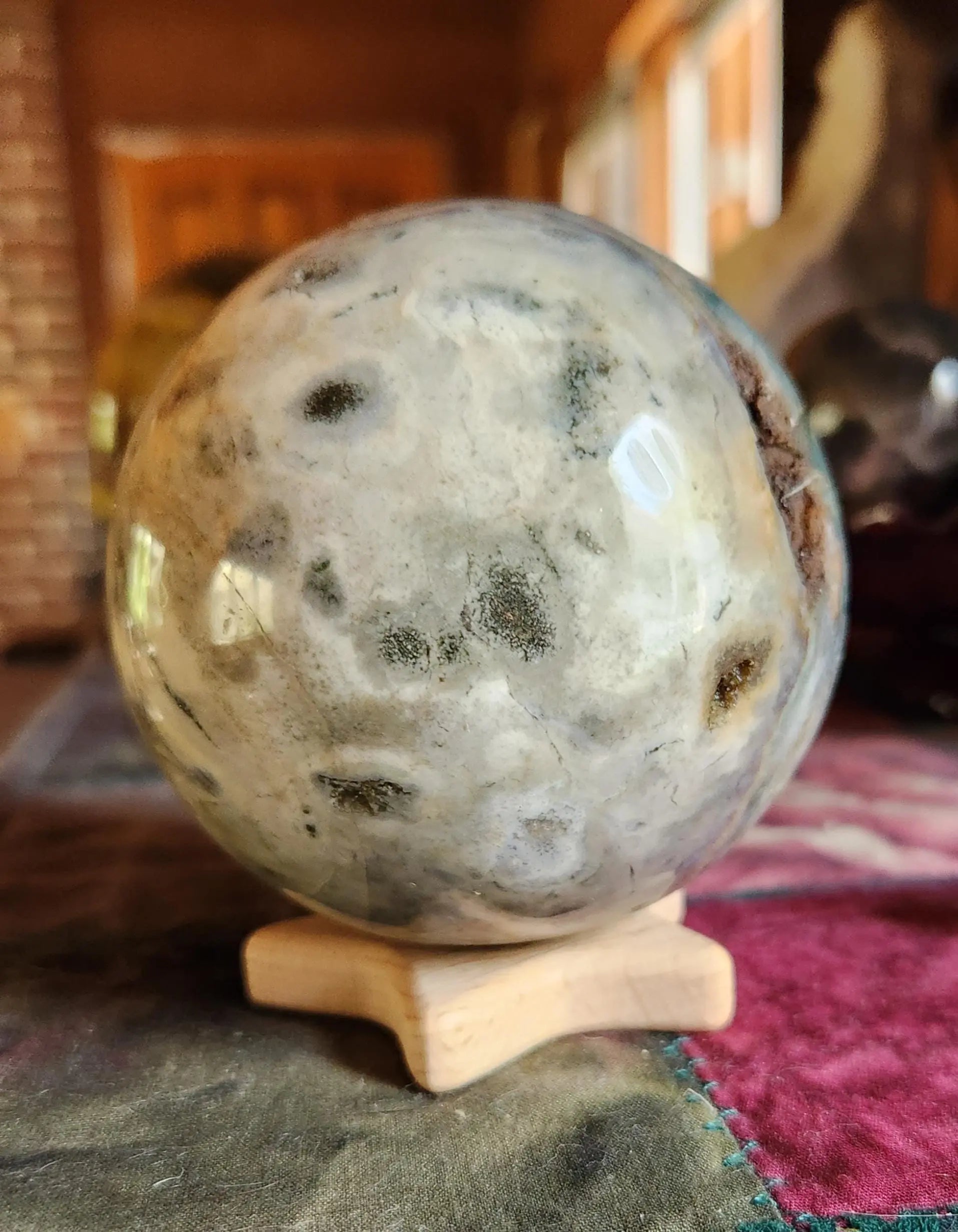 Large Ocean Jasper Druzy Crystal Sphere, Metaphysical home decor, Mindfulness gift Etsy