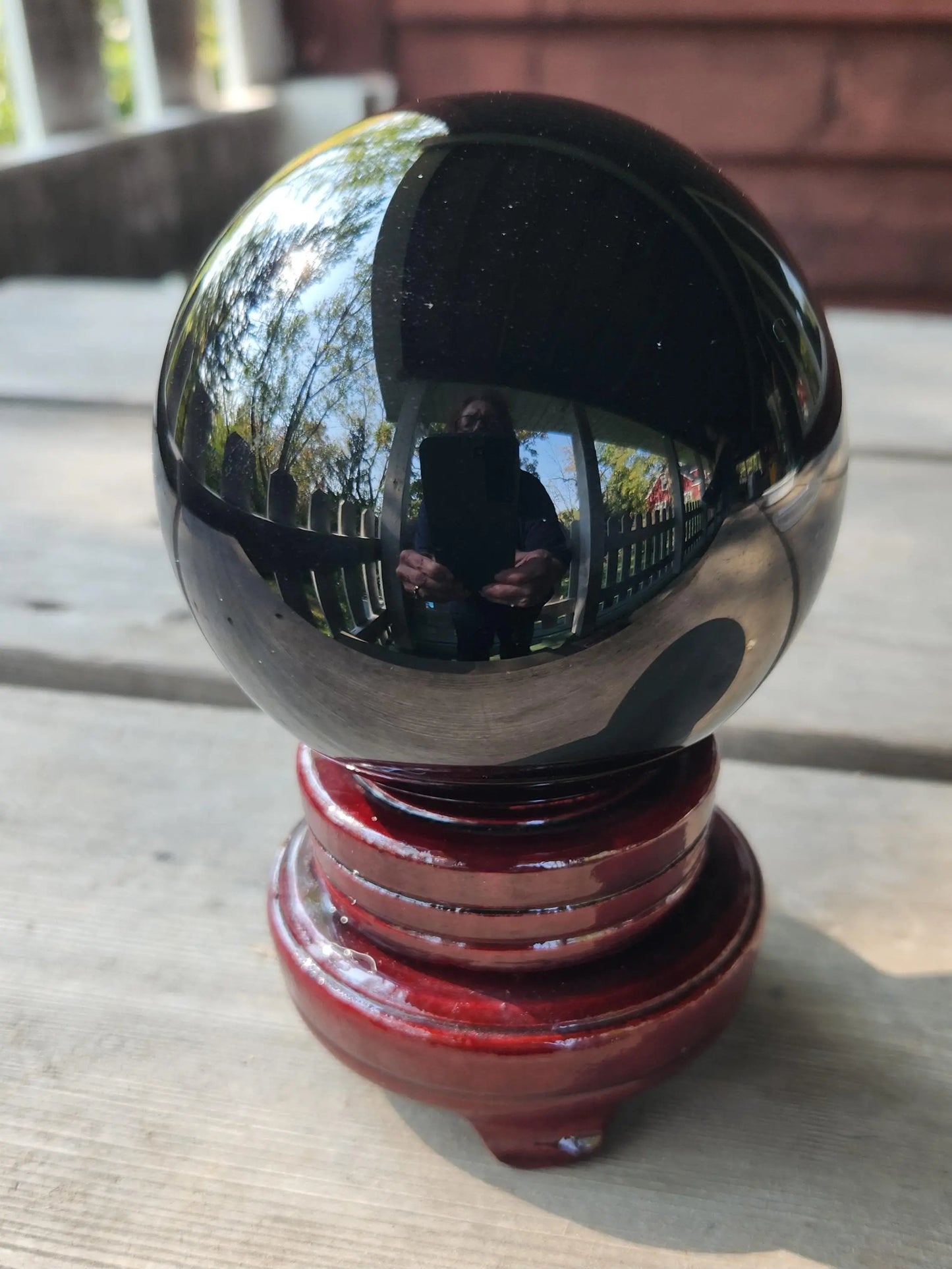 Large Obsidian Sphere with Wood Stand, Black Volcanic Glass Orb, Healing Crystal Decor, 3.7" Diameter, 2LBS 7.3OZ, Home Altar Etsy