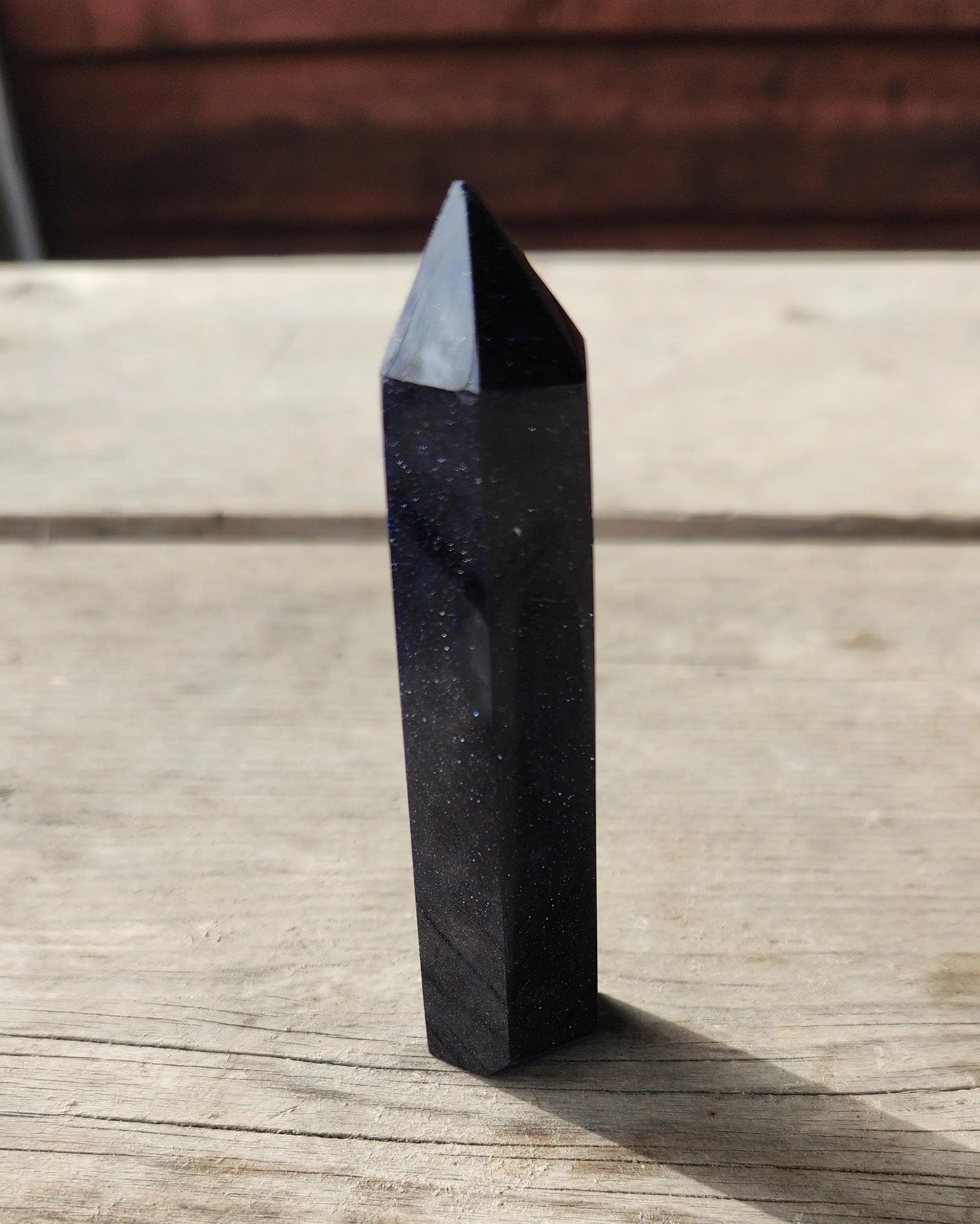 Blue Goldstone Tower, Blue Sparkled Tower, 3.7" Tall, Healing Properties, Contains Tiny Pieces of Quartz Crystal Etsy