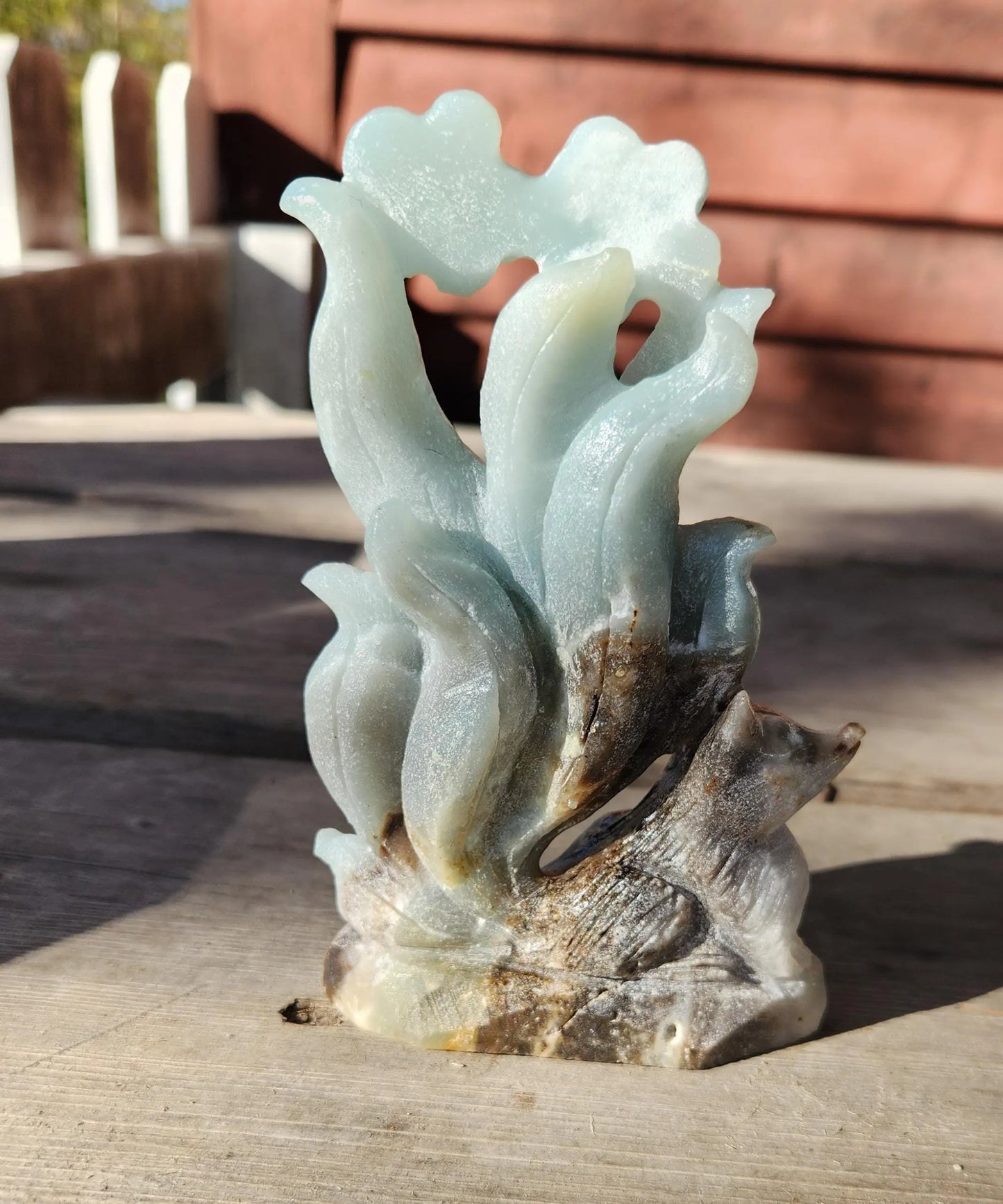 Caribbean Calcite Nine Tail Fox with Flowers - Planet Jordan Jewels
