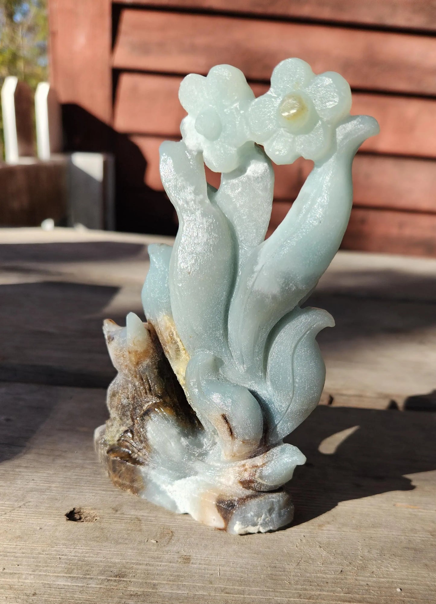 Caribbean Calcite Nine Tail Fox with Flowers - Planet Jordan Jewels