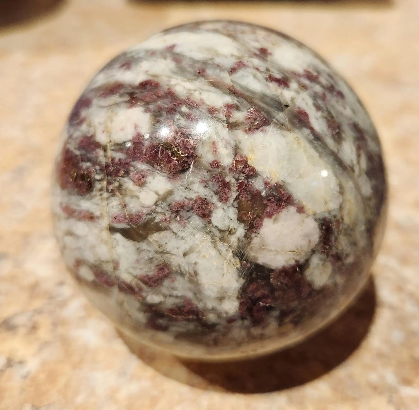 Unicorn Stone  Sphere with Stand, Lepidolite Pink Tourmaline Rubellite Clevelandite Smokey Quartz, Calming Energy Orb Etsy