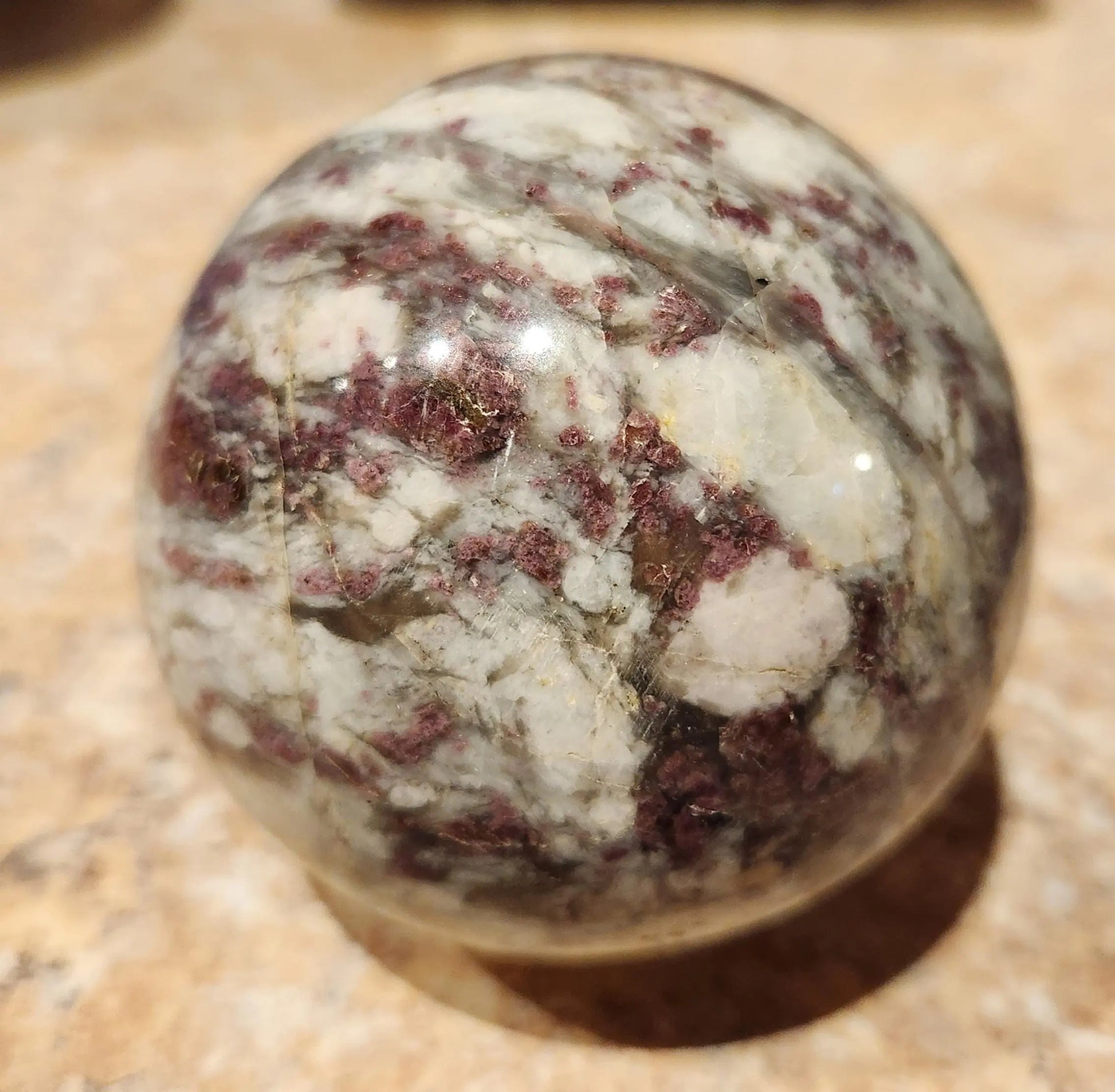 Unicorn Stone  Sphere with Stand, Lepidolite Pink Tourmaline Rubellite Clevelandite Smokey Quartz, Calming Energy Orb Etsy