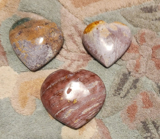 Ocean Jasper Heart Palm Stones, Colorful Ocean Jasper, Uplifting Energy, Madagascar Heart Crystals, Natural Carved Crystal Gifts Etsy
