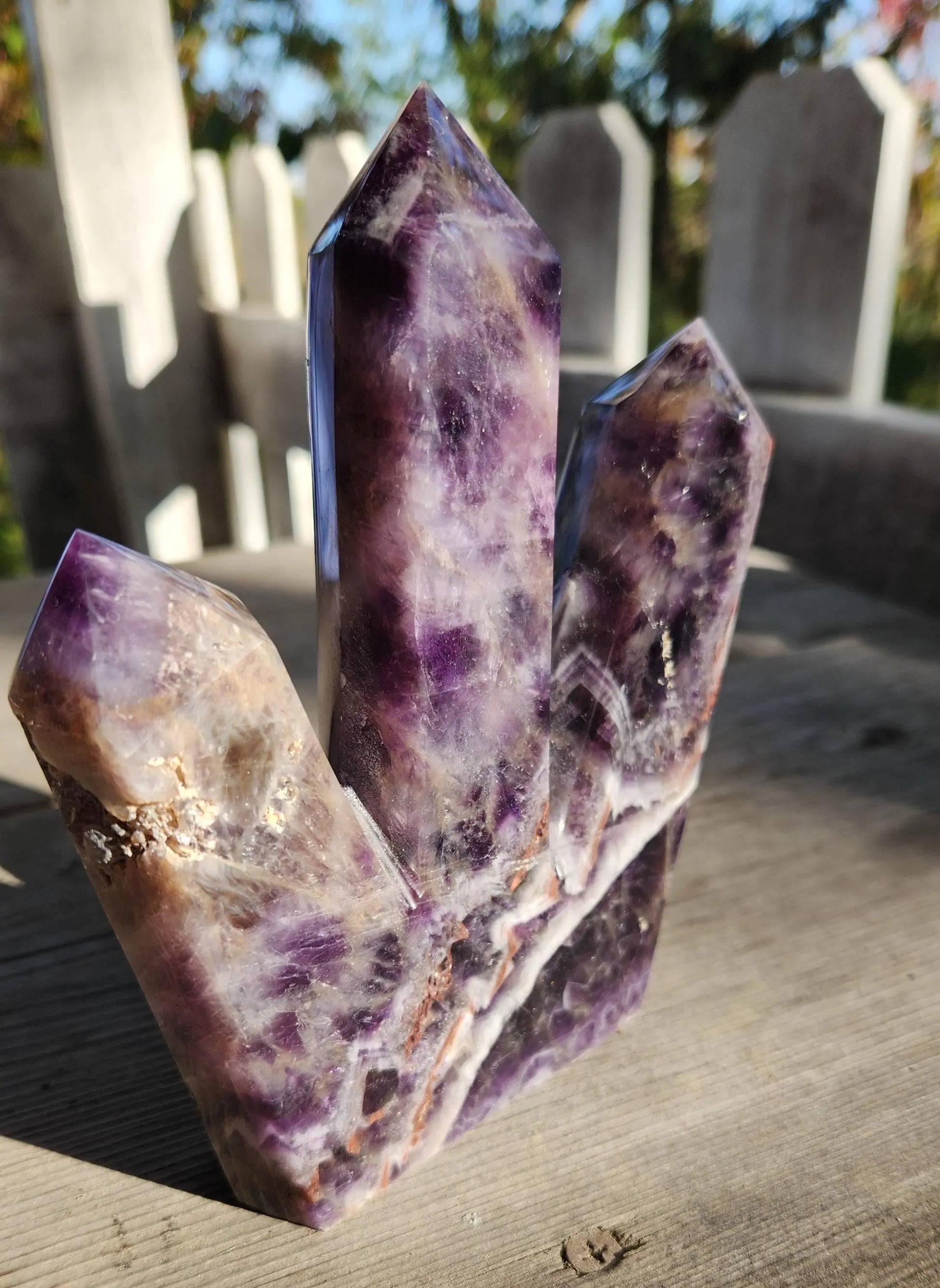 Triple Dream Amethyst Tower, Chevron Amethyst Towers, Vibrant Purples, Triple Towers, 6" tall x 5.1" wide, 1LB and 12OZ Etsy