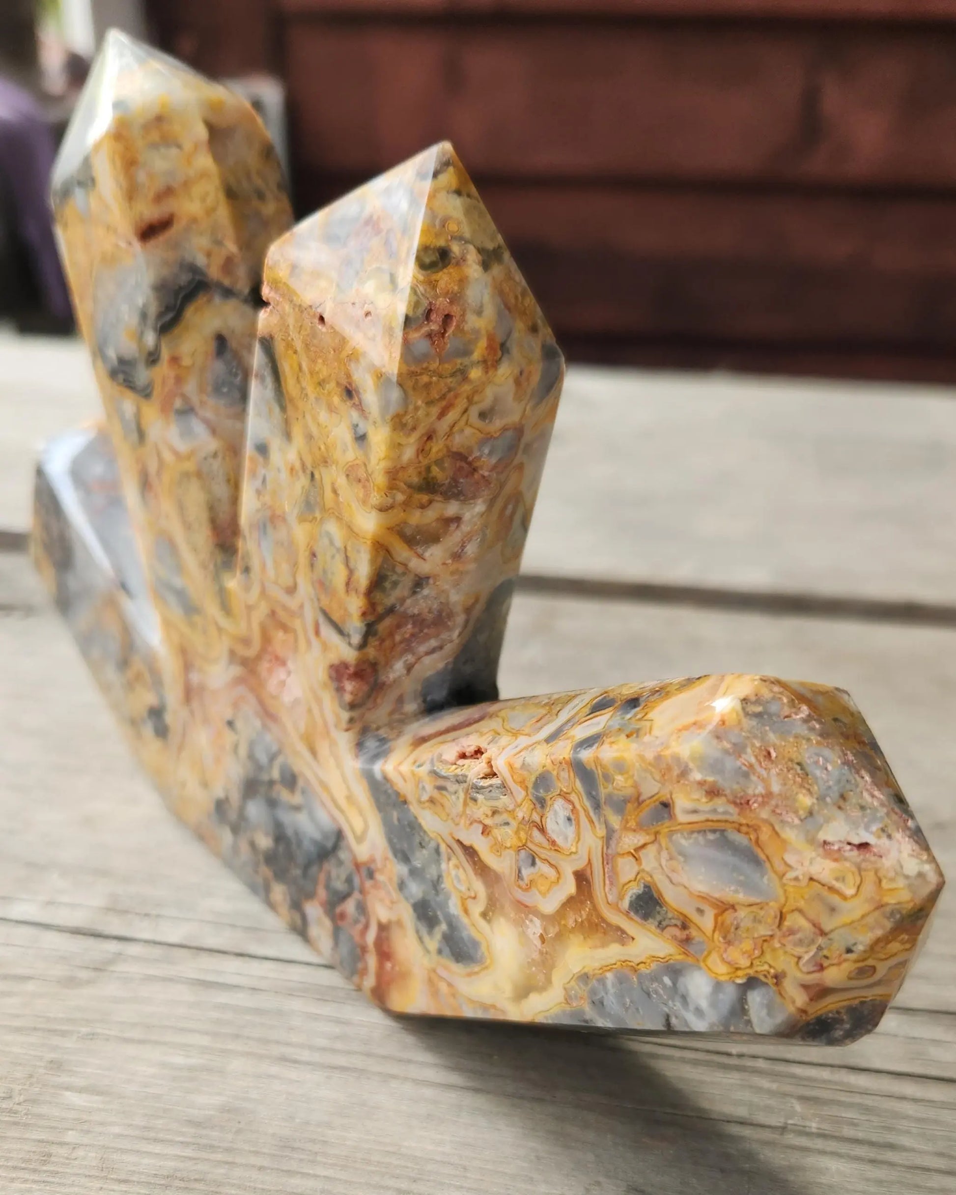 Large Quadruple Crazy Agate Tower, 8.5 " Wide and 5.5" Tall, 2LB, Kaleidoscope of Colors Patterns, Not Crazy Lace Agate Etsy