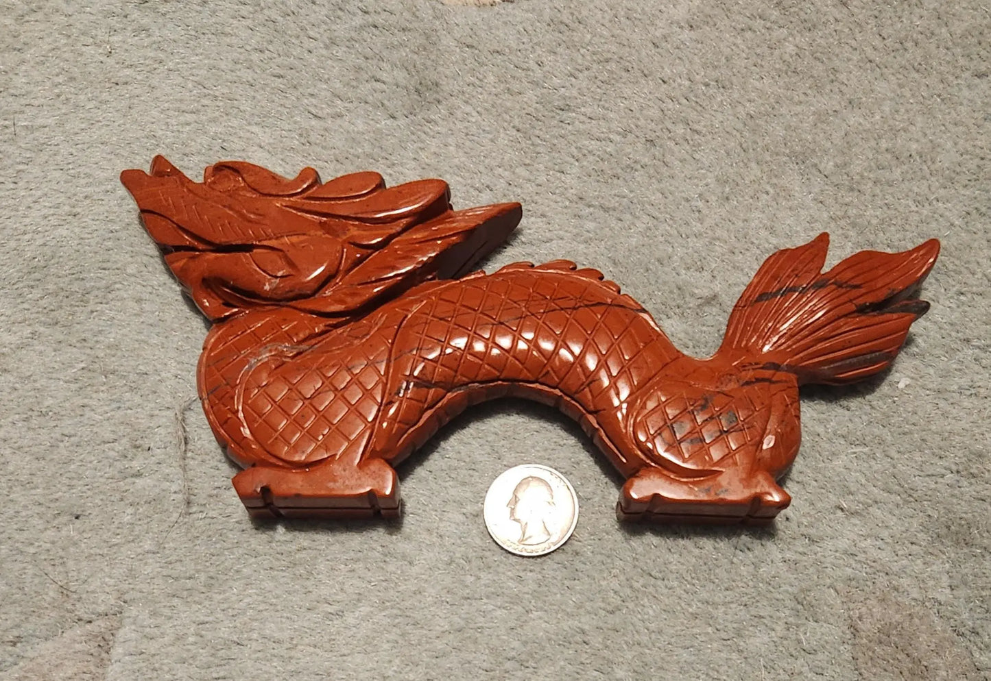 8 inch Jasper Dragon Statue,Carved Crystal, Protection Stone,oriental style decor Etsy