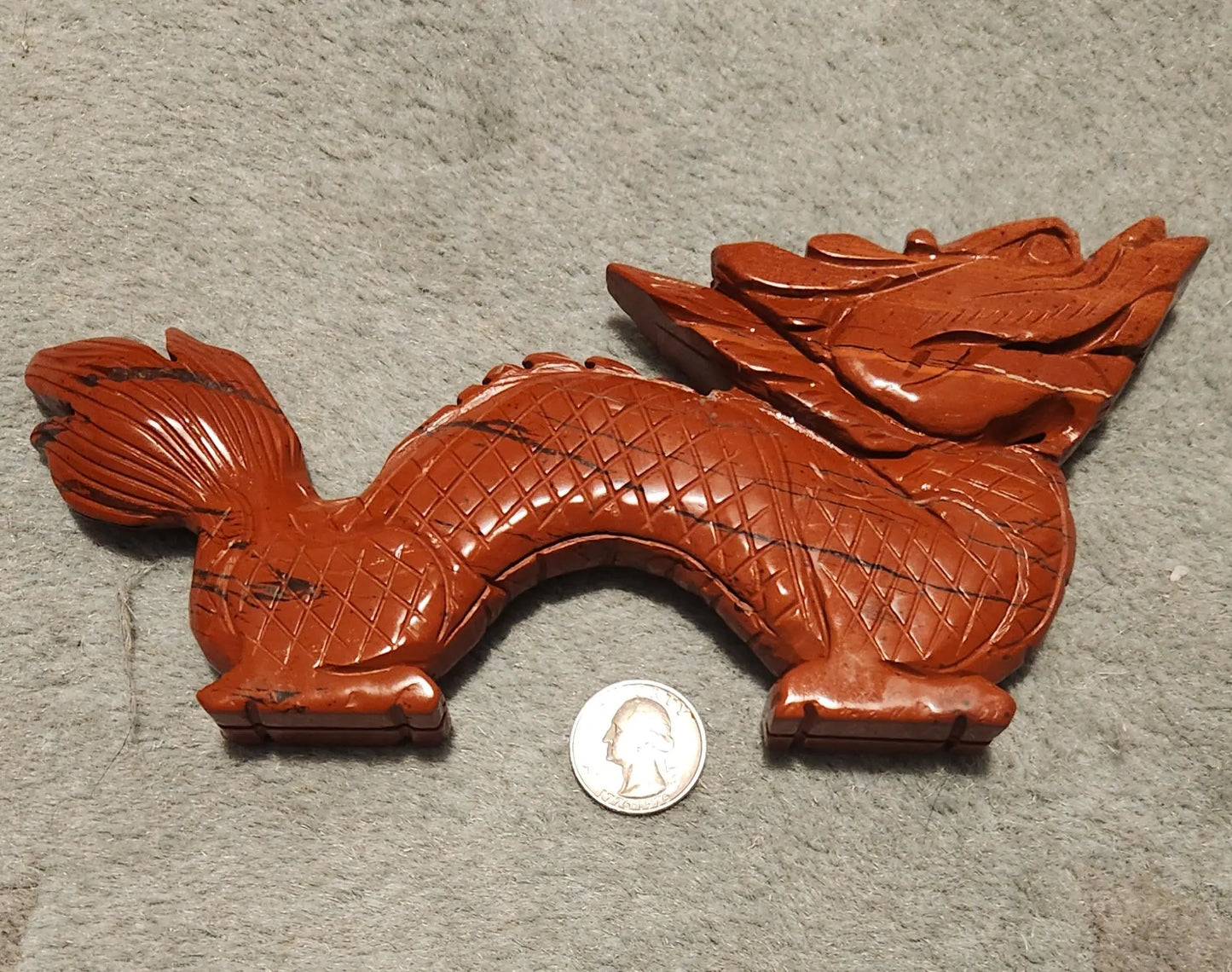8 inch Jasper Dragon Statue,Carved Crystal, Protection Stone,oriental style decor Etsy