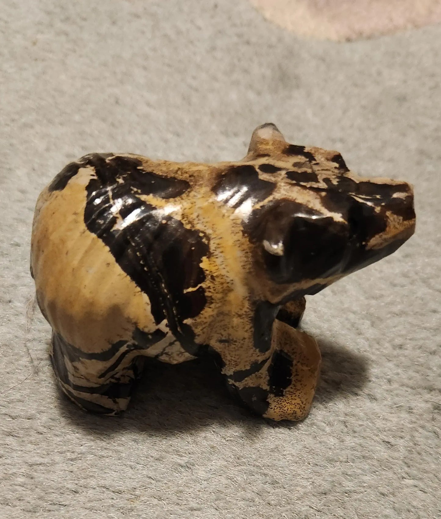 Hand Carved Bear, Nature Stone, Landscape grounding, Jasper Sculpture, Cabinet Display Etsy