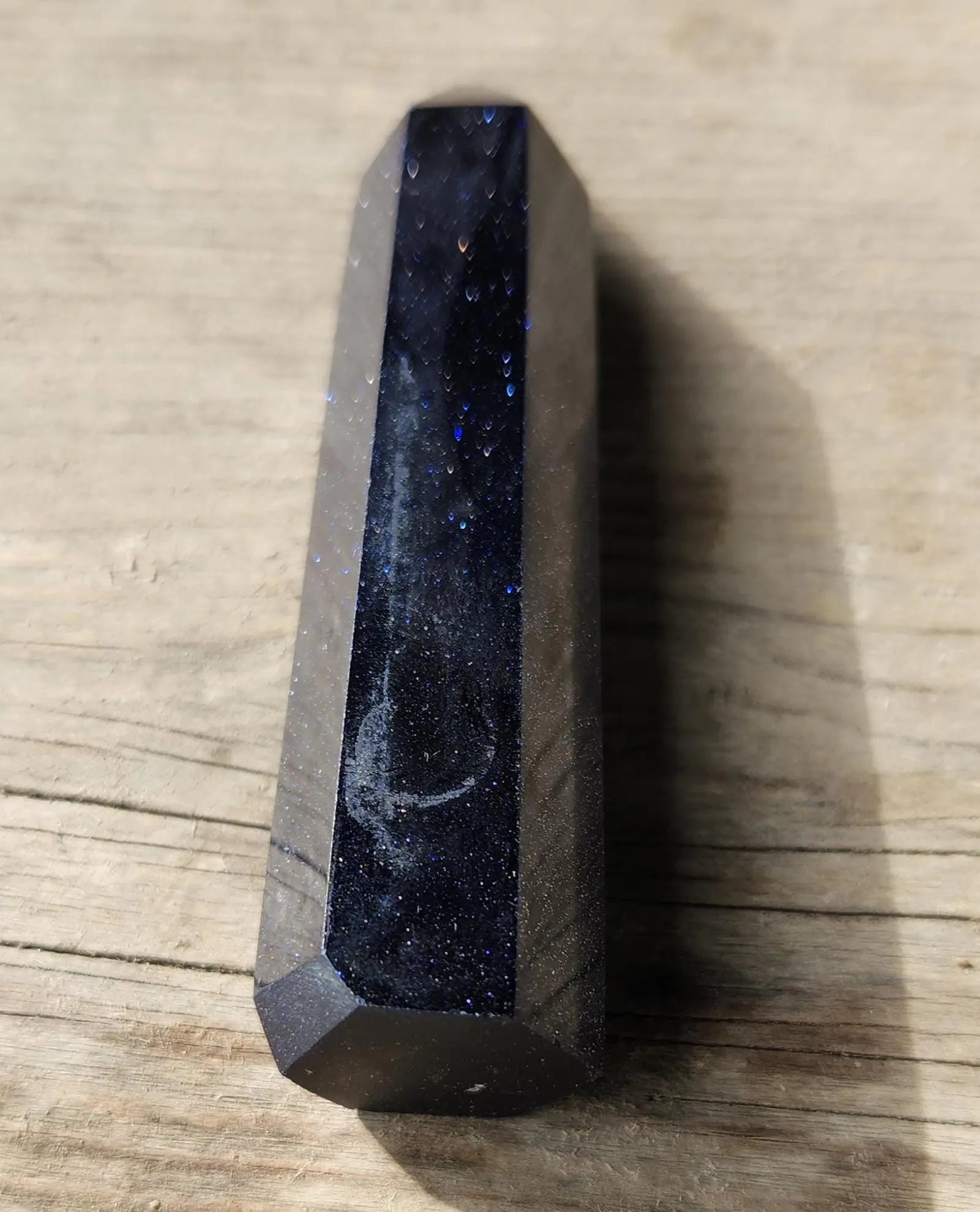Blue Goldstone Tower, Blue Sparkled Tower, 3.7" Tall, Healing Properties, Contains Tiny Pieces of Quartz Crystal Etsy