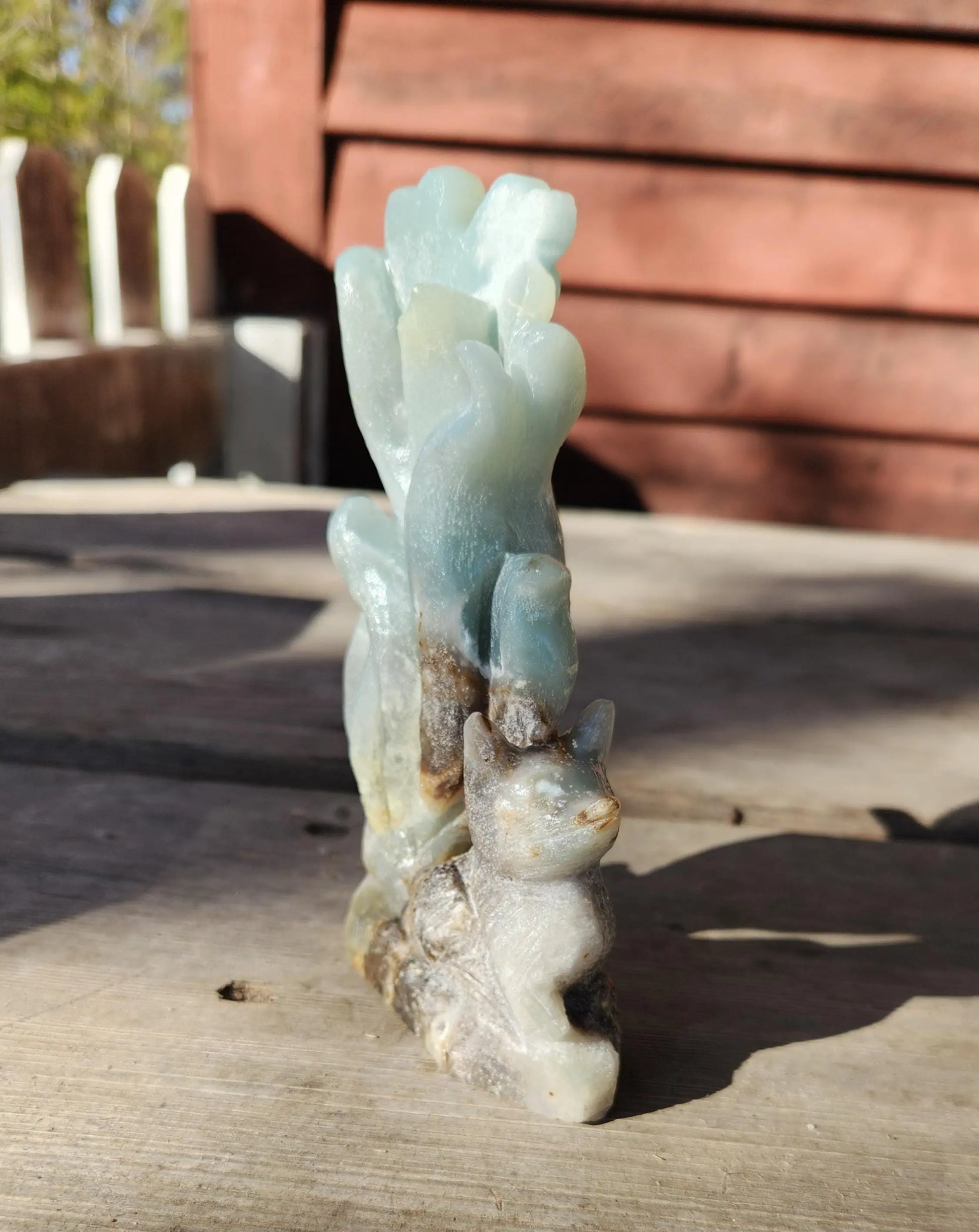 Caribbean Calcite Nine Tail Fox with Flowers - Planet Jordan Jewels