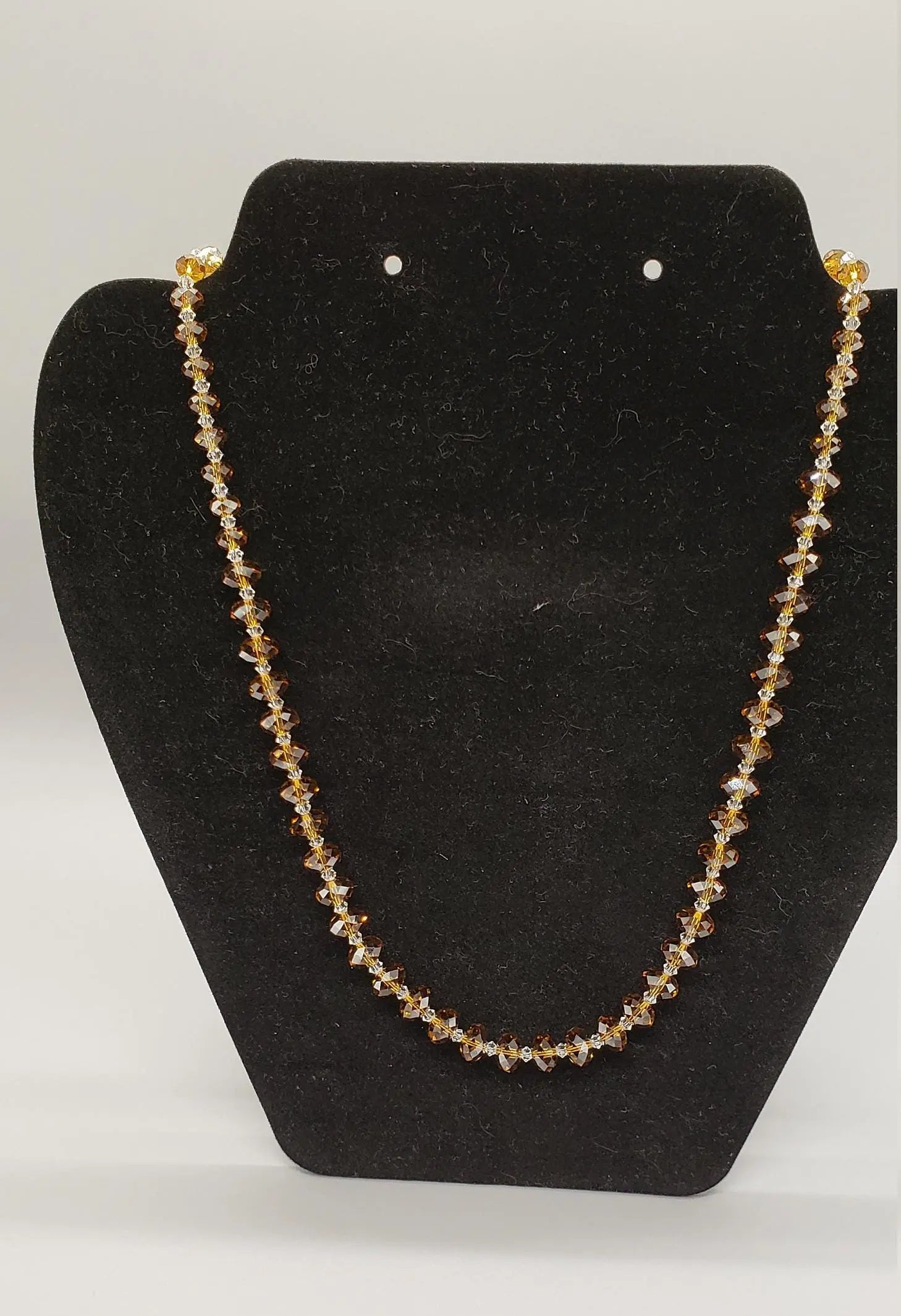 20" Topaz Swarovski Rondelle, Beaded Necklace, Sterling Silver Clasp, Topaz Crystal, Rondelle Bead, Topaz Color Etsy