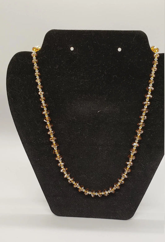 20" Topaz Swarovski Rondelle, Beaded Necklace, Sterling Silver Clasp, Topaz Crystal, Rondelle Bead, Topaz Color Etsy