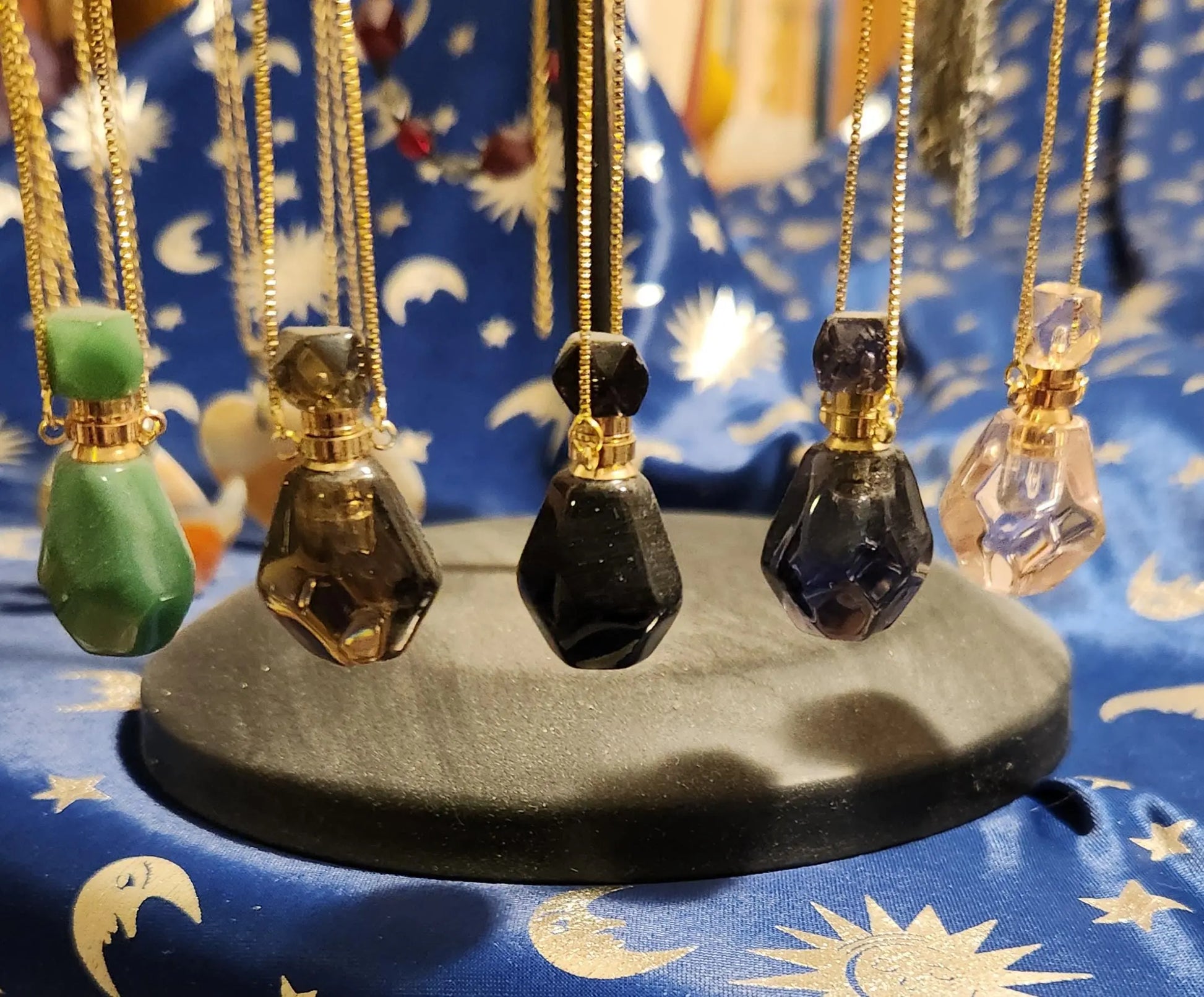 Semi Precious Perfume Bottles with Chain Etsy