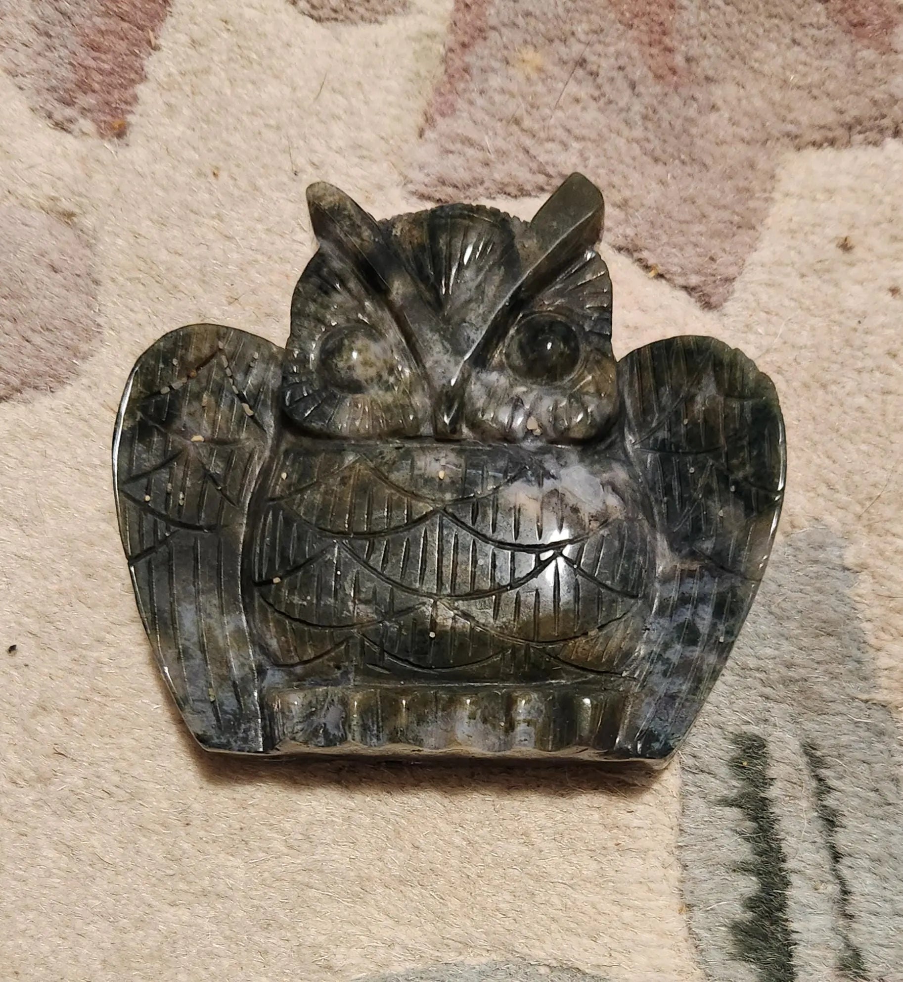 Ocean Jasper Carved Owl Figurine, Orbicular, Etsy