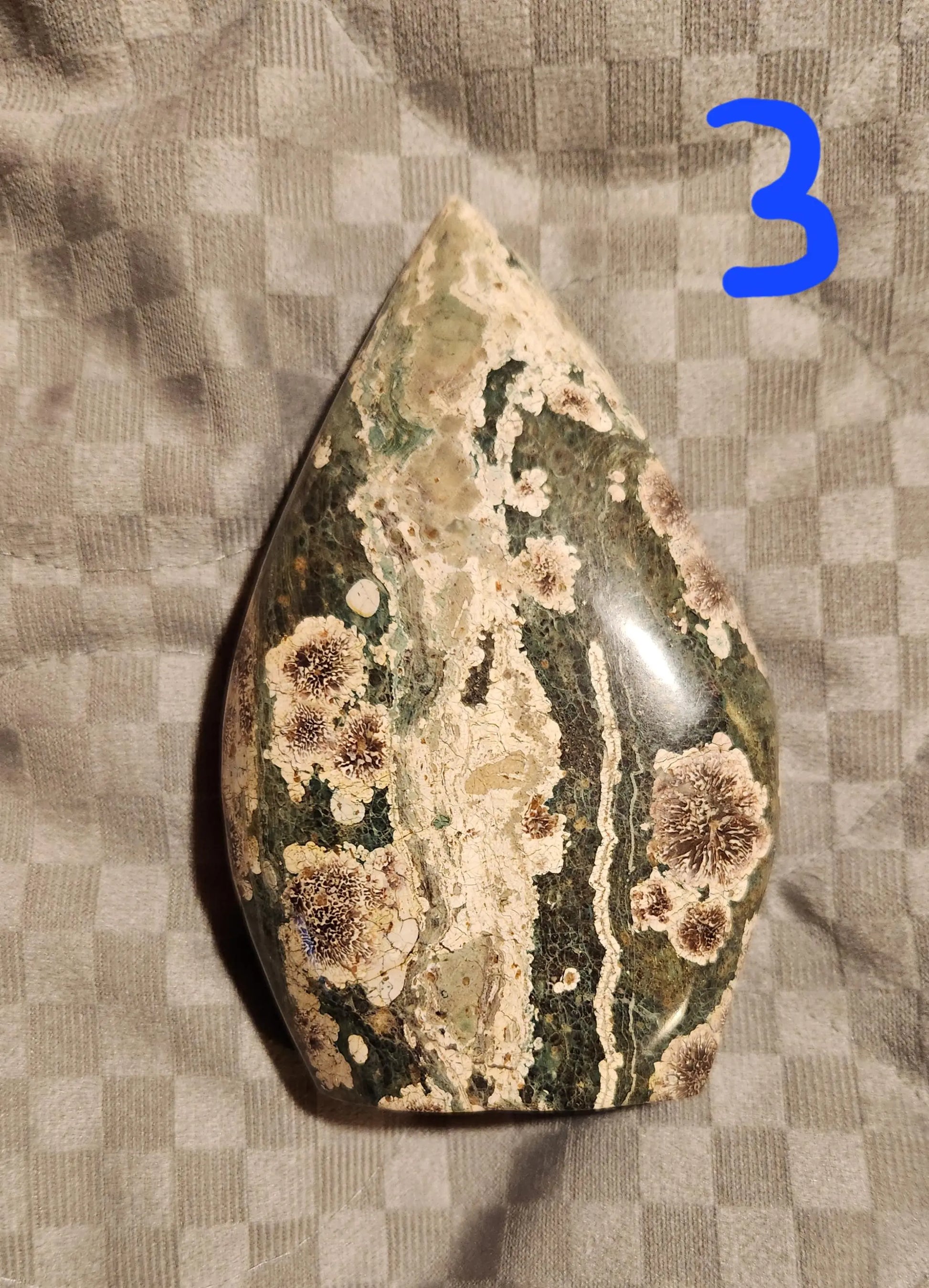 Green Sakura Agate,Flat Flame Shaped Crystal, New Beginning Stone, Flower Agate Etsy