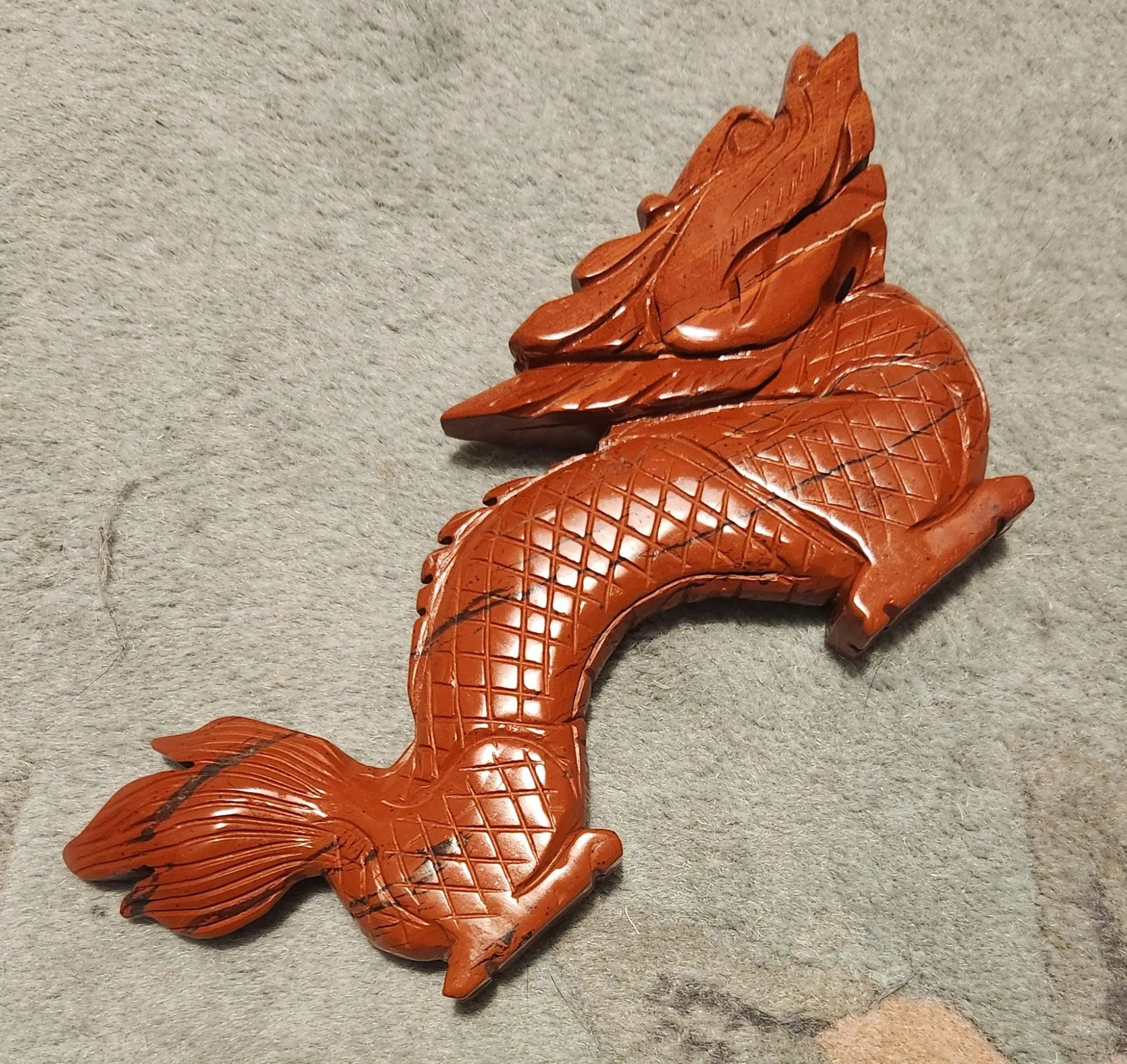 8 inch Jasper Dragon Statue,Carved Crystal, Protection Stone,oriental style decor Etsy