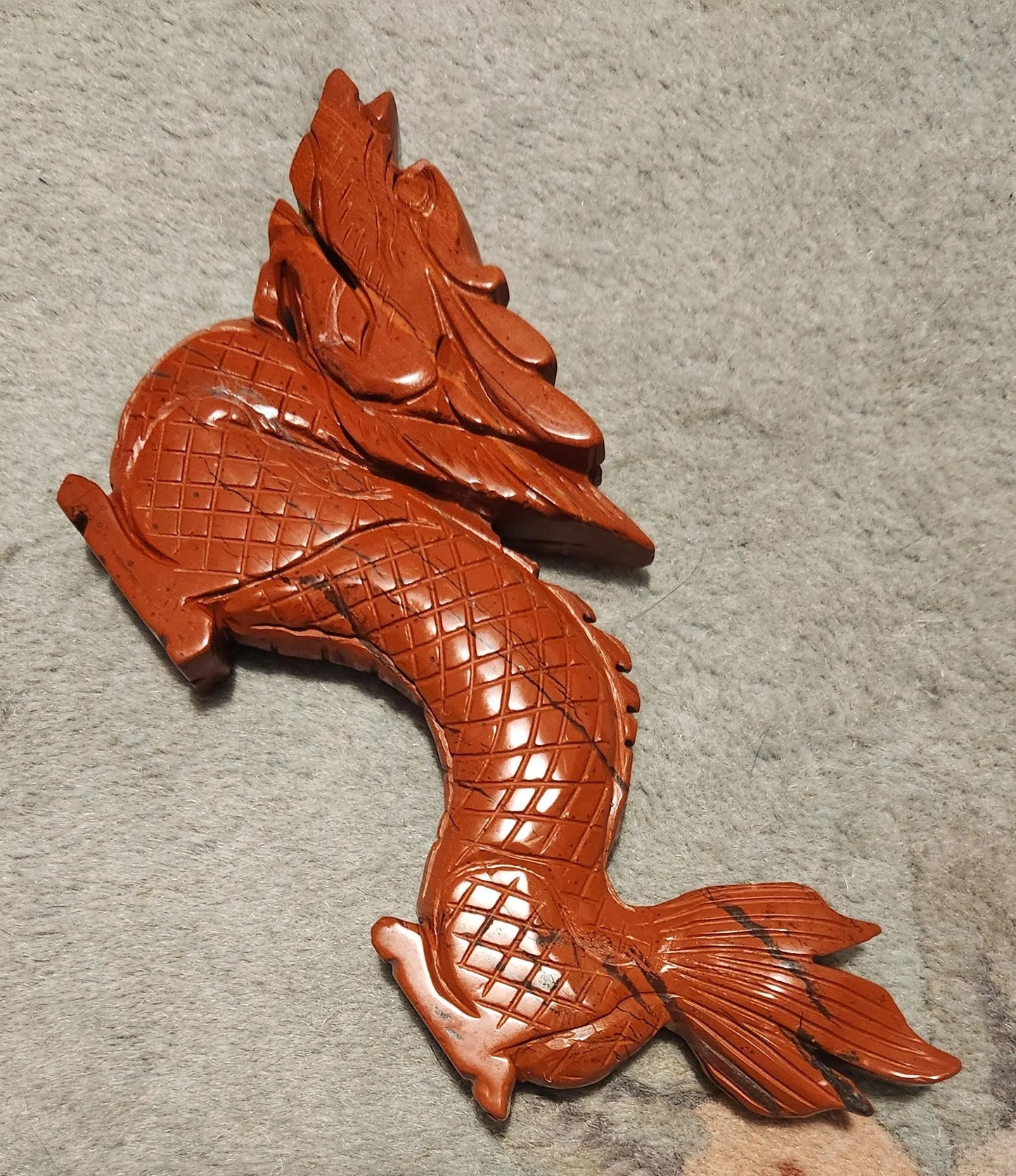 8 inch Jasper Dragon Statue,Carved Crystal, Protection Stone,oriental style decor Etsy