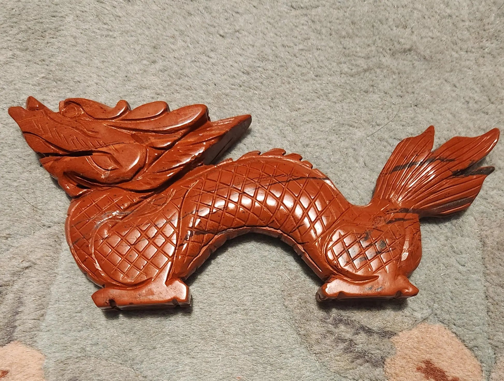 8 inch Jasper Dragon Statue,Carved Crystal, Protection Stone,oriental style decor Etsy