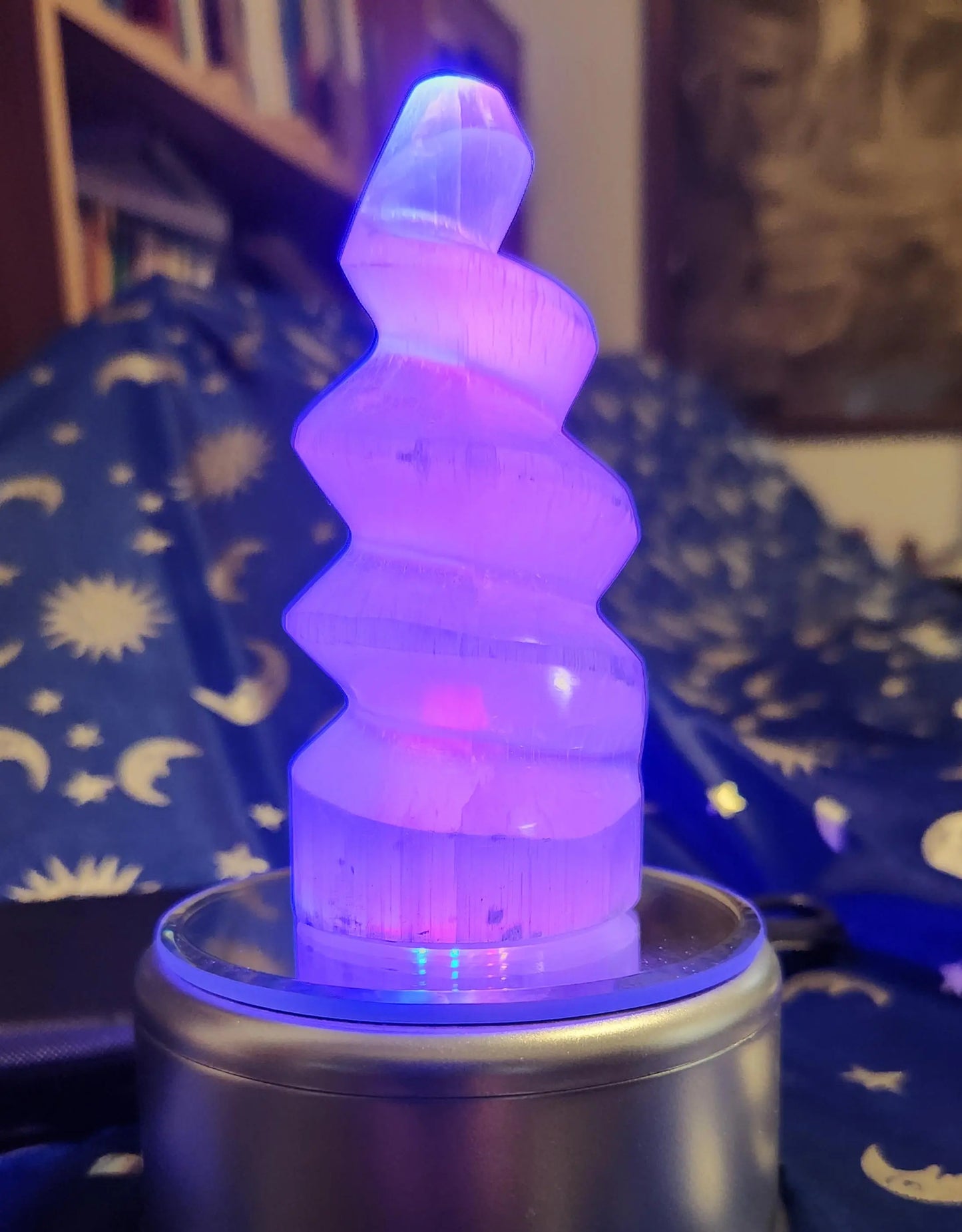 SATIN SPAR Selenite Spiral Tower Etsy